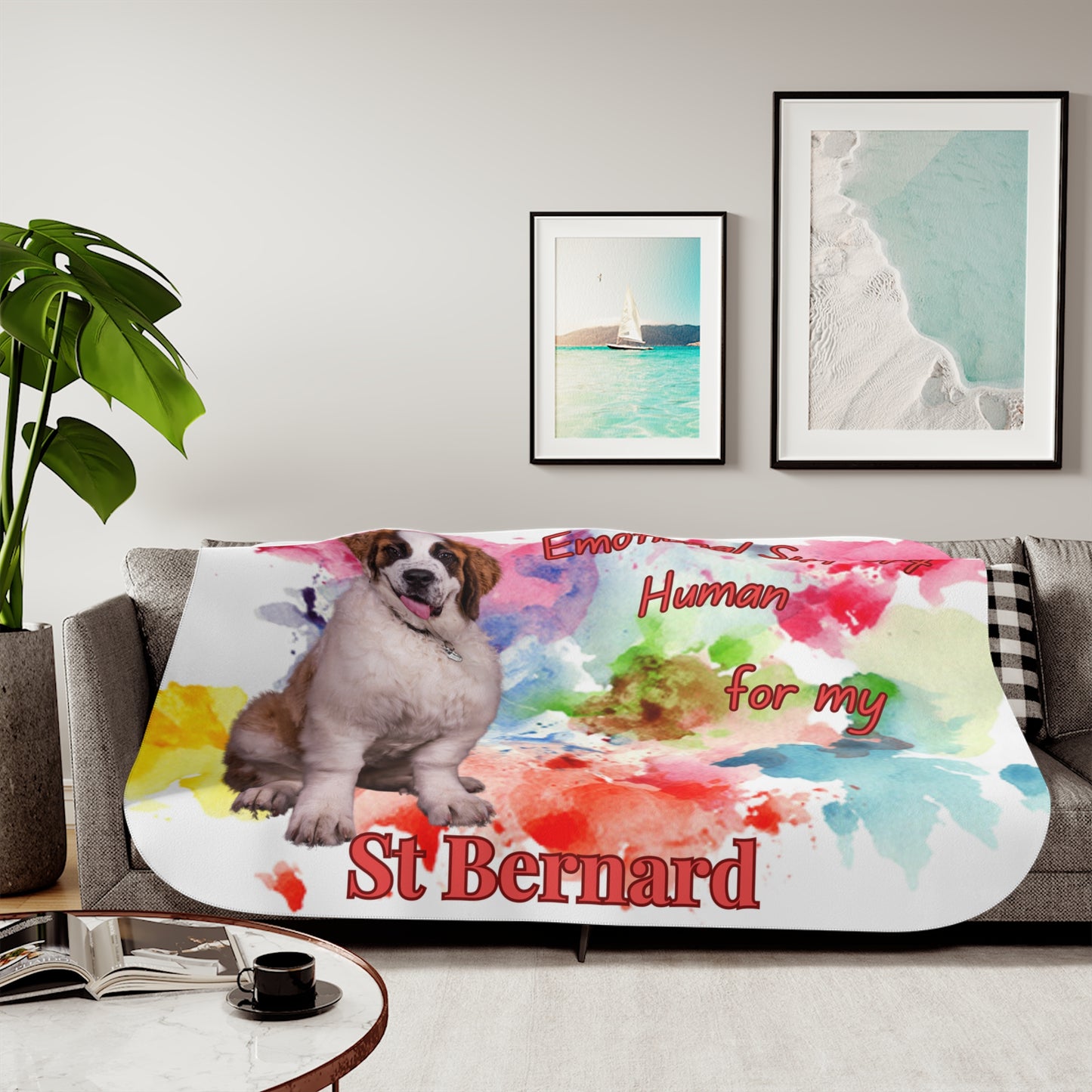 Emotional Support Human Sherpa Blanket - St. Bernard Design