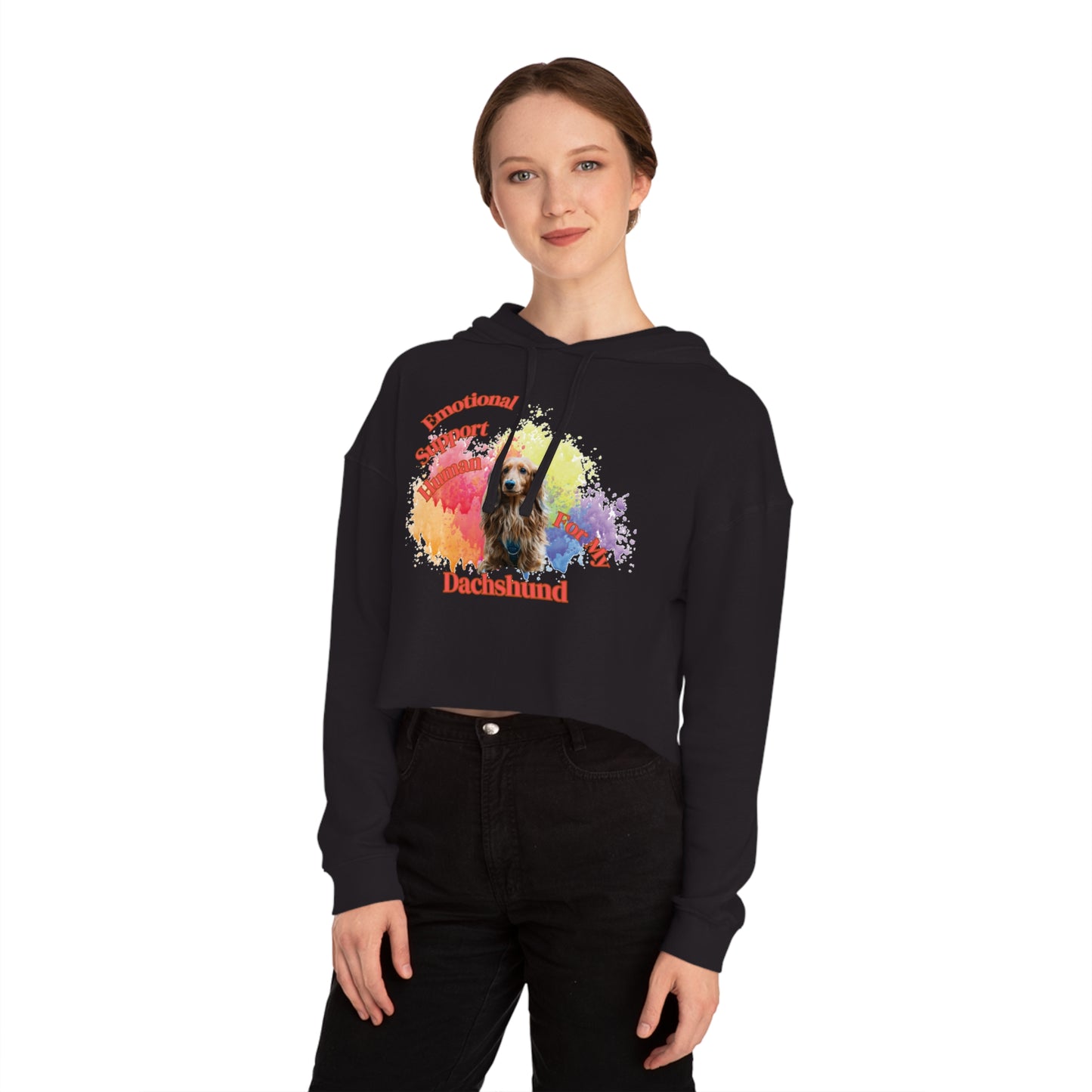 Emotional Support Human for my Long Haired Dachshund cropped hoodie
