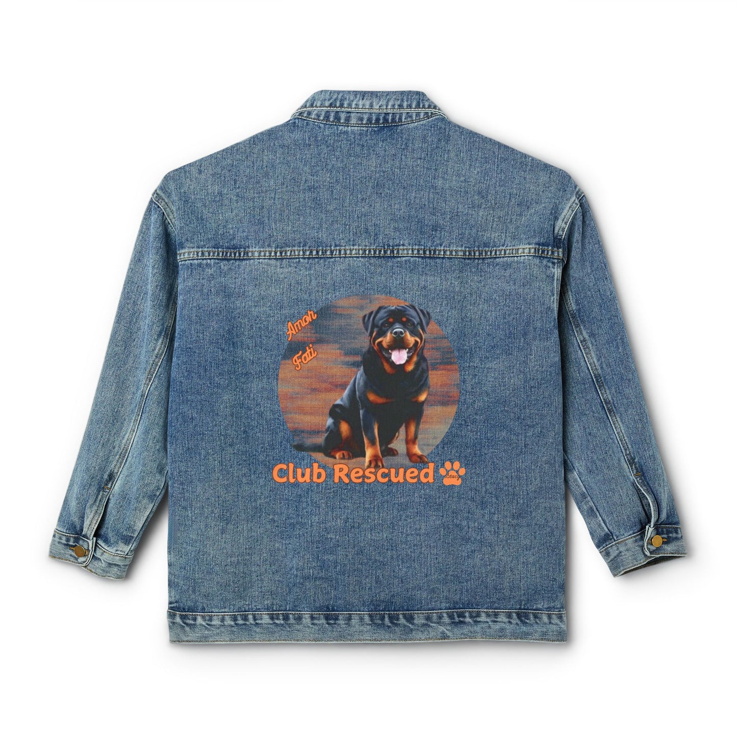 Rottweiler Club Rescued Women's Denim Jacket Amor Fati