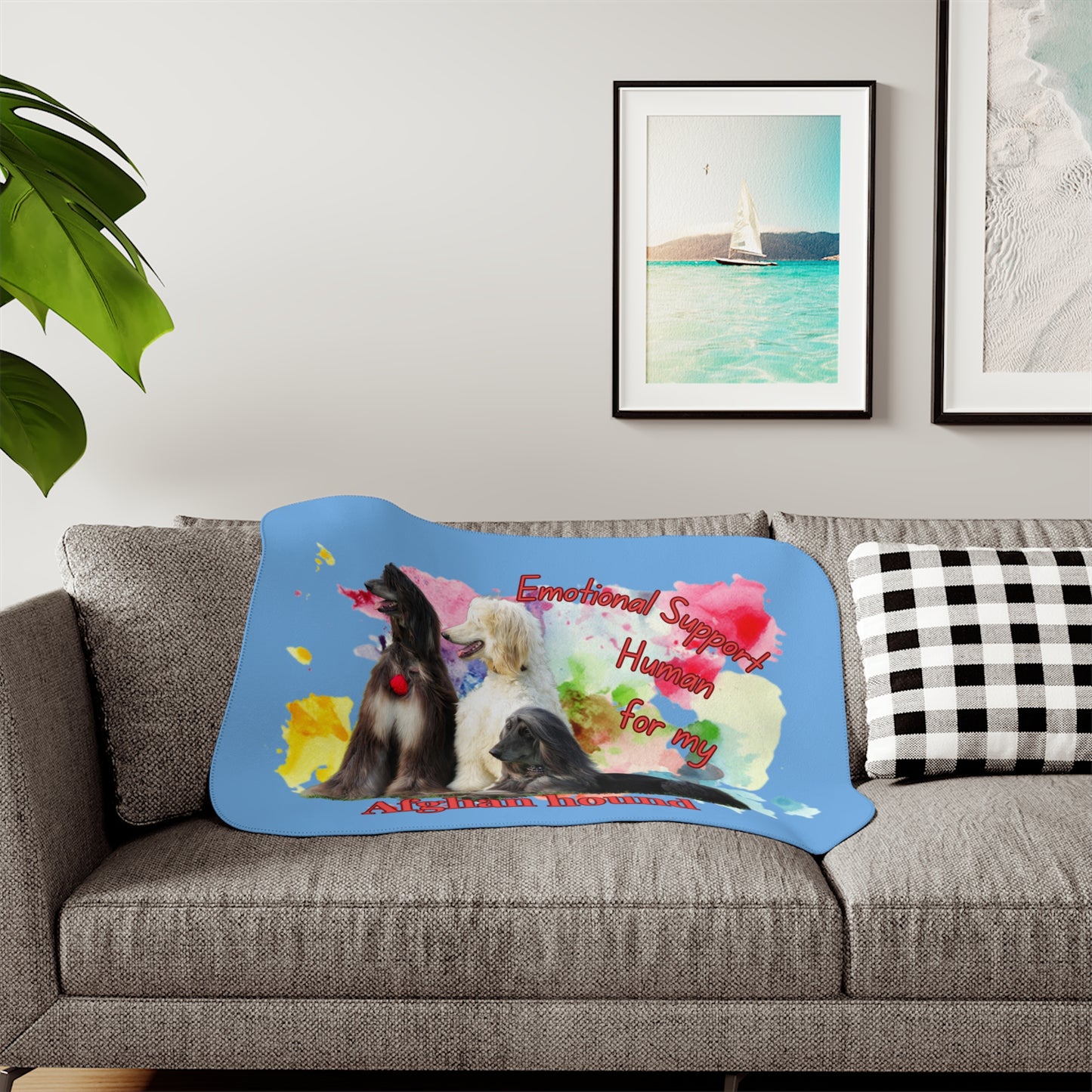 Afghan Hound Emotional support Human sherpa blanket