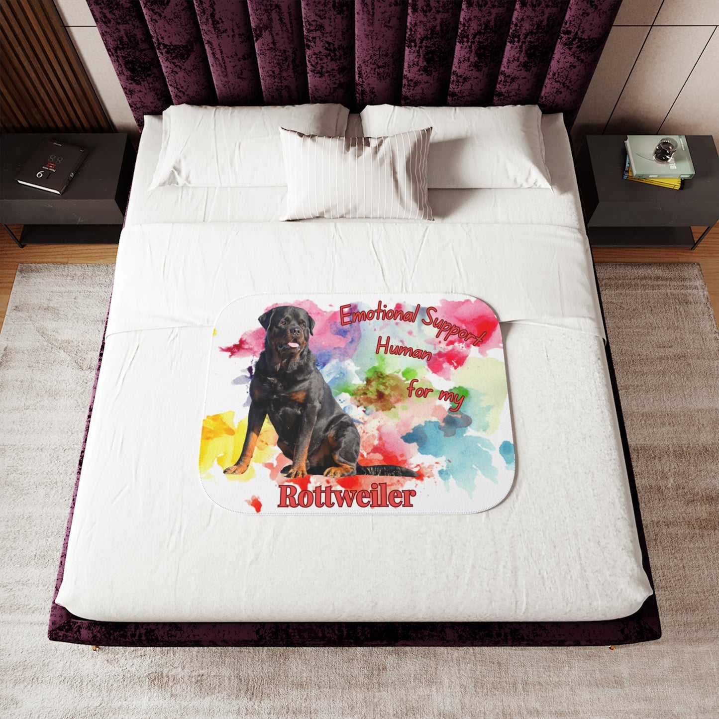 Emotional Support Human Sherpa Blanket - Rottweiler Design