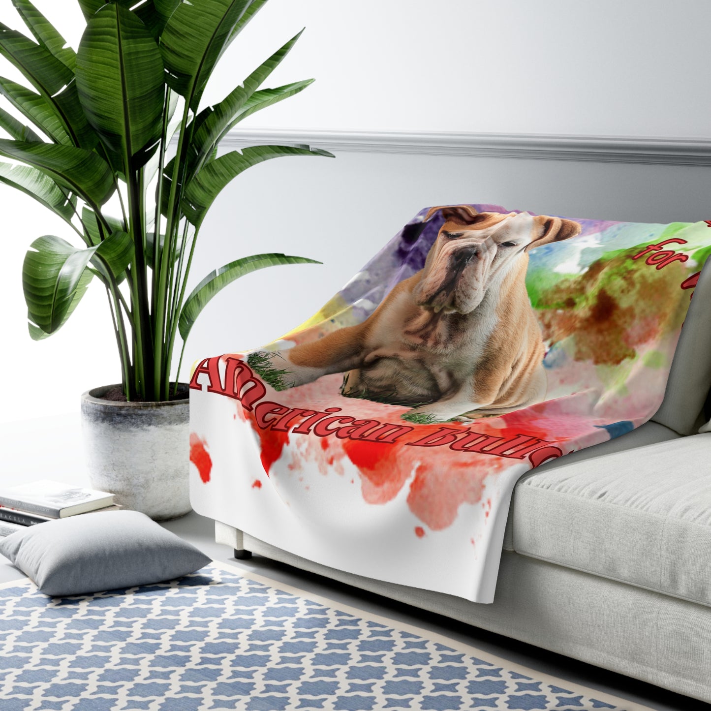 American Bulldog Emotional support Human Sherpa Fleece Blanket