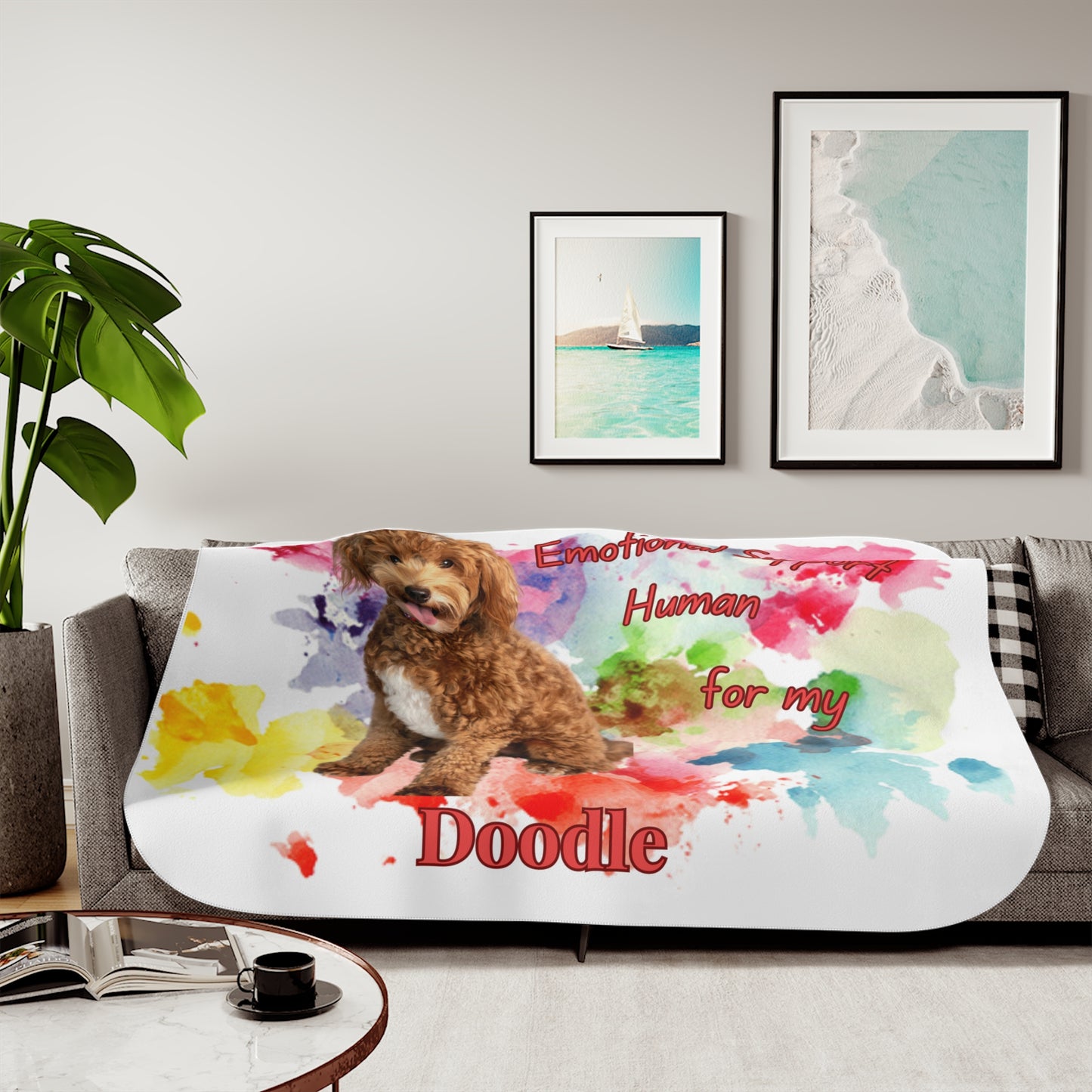 Emotional Support Doodle Dog Sherpa Blanket - Cozy Pet Gift