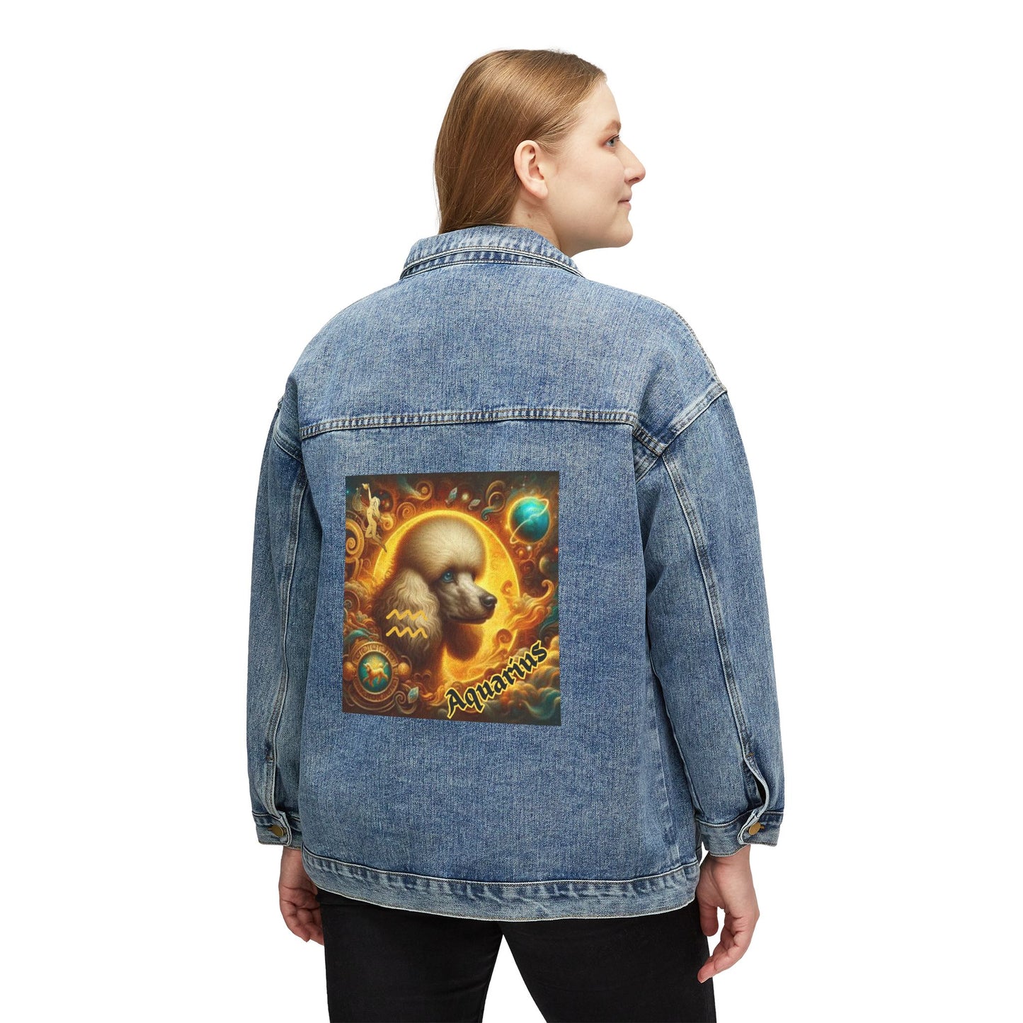 Aquarius as Poodle Celestial Denim Jacket