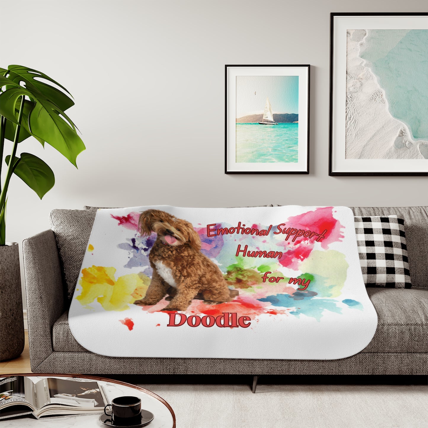 Emotional Support Doodle Dog Sherpa Blanket - Cozy Pet Gift