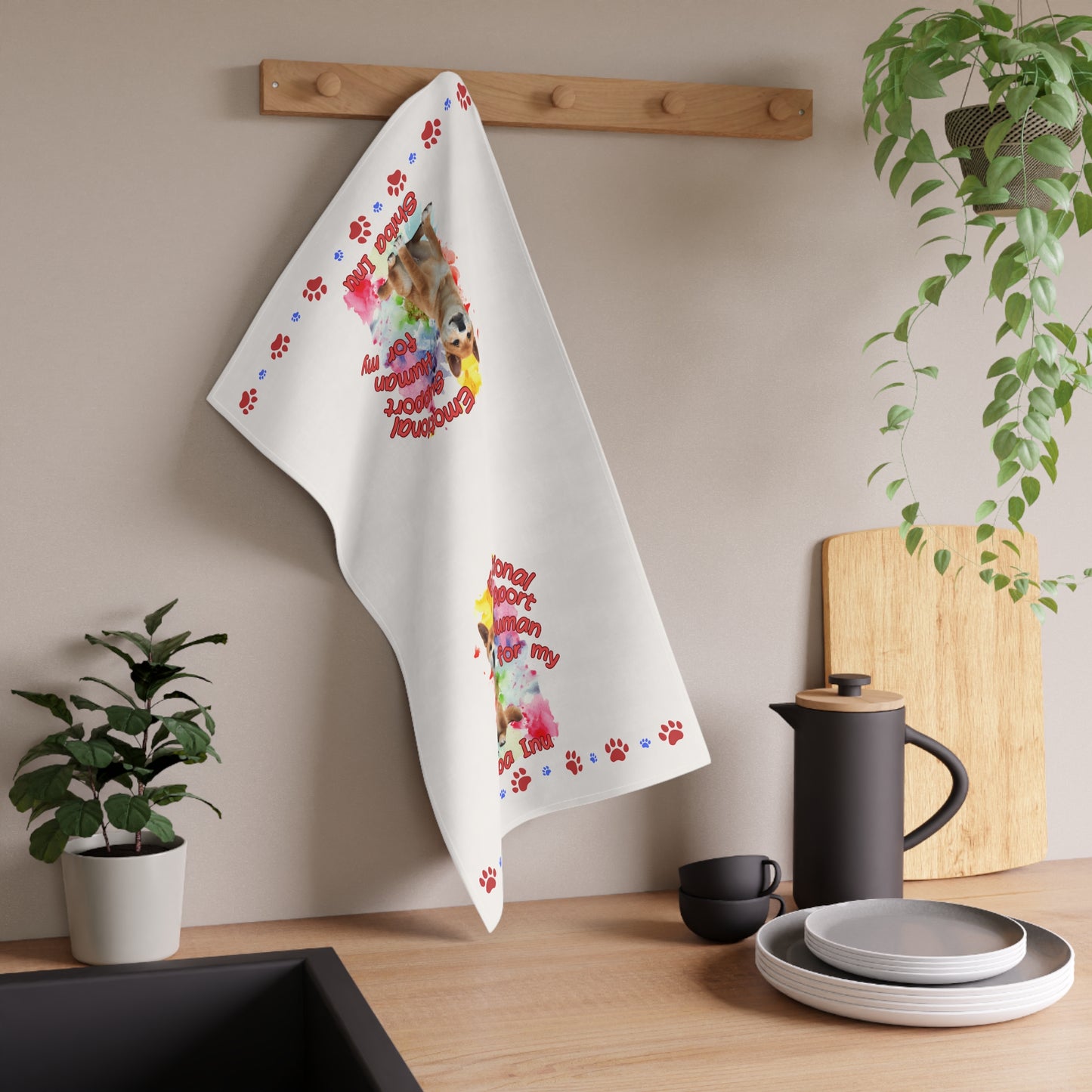 Emotional Support Human for my Shiba Inu Tea Towel