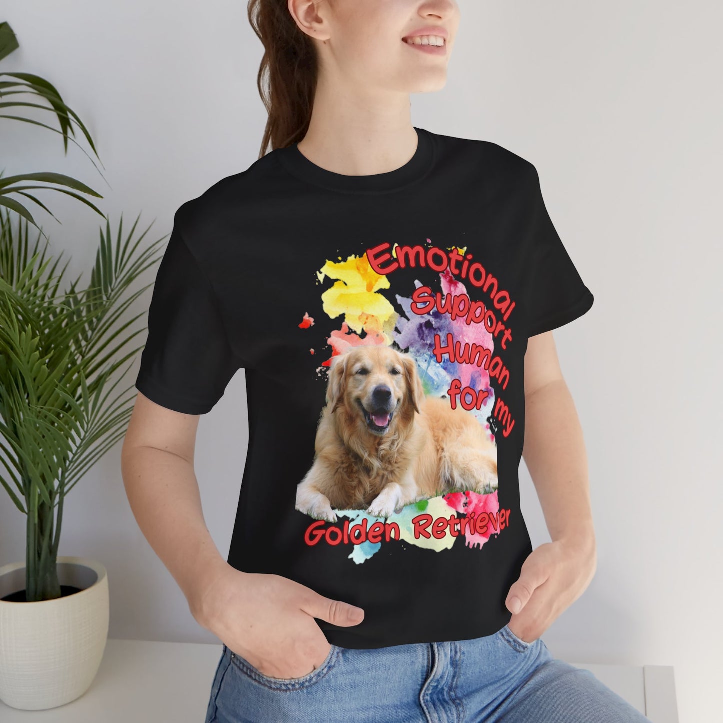 Emotional Support Dog Lover Tee - Unisex Jersey Short Sleeve Shirt for Golden Retriever Owners