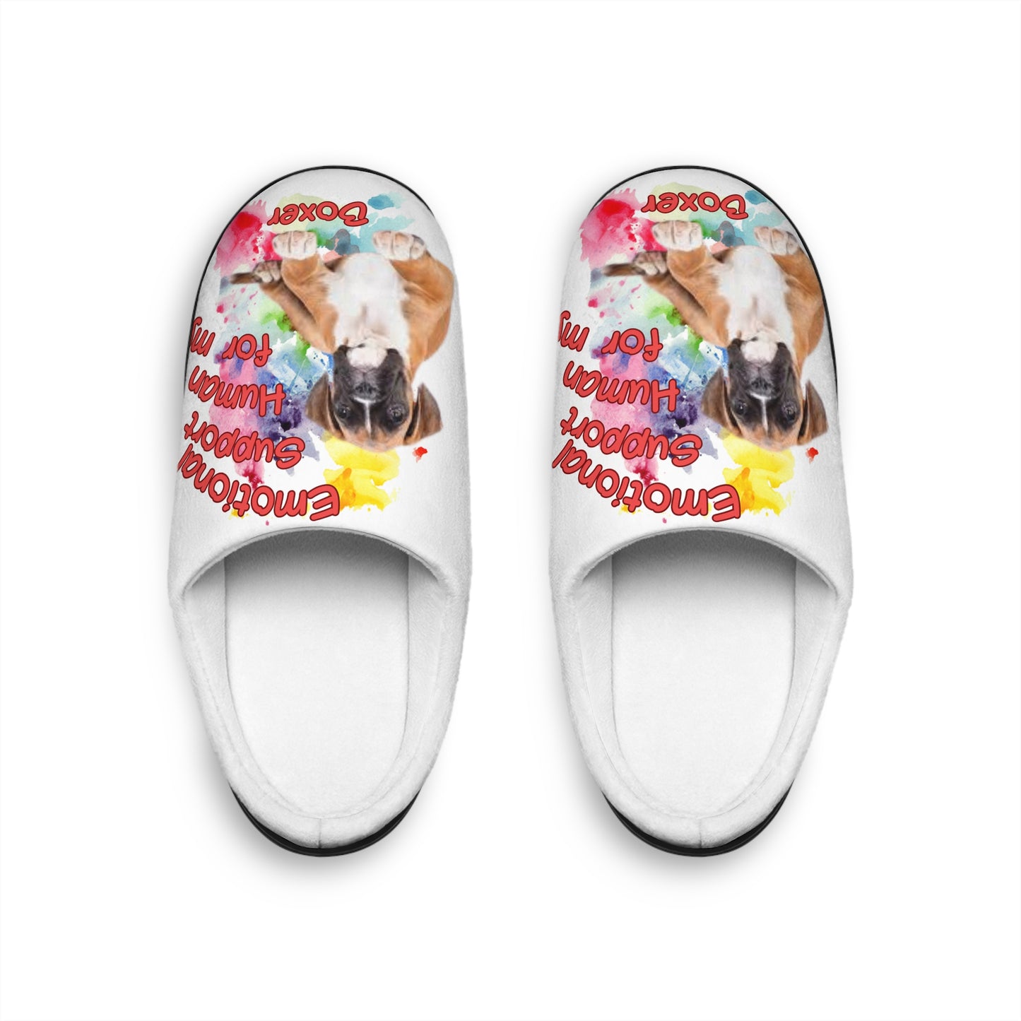 Emotional Support Human Women's Indoor Slippers - Boxer design