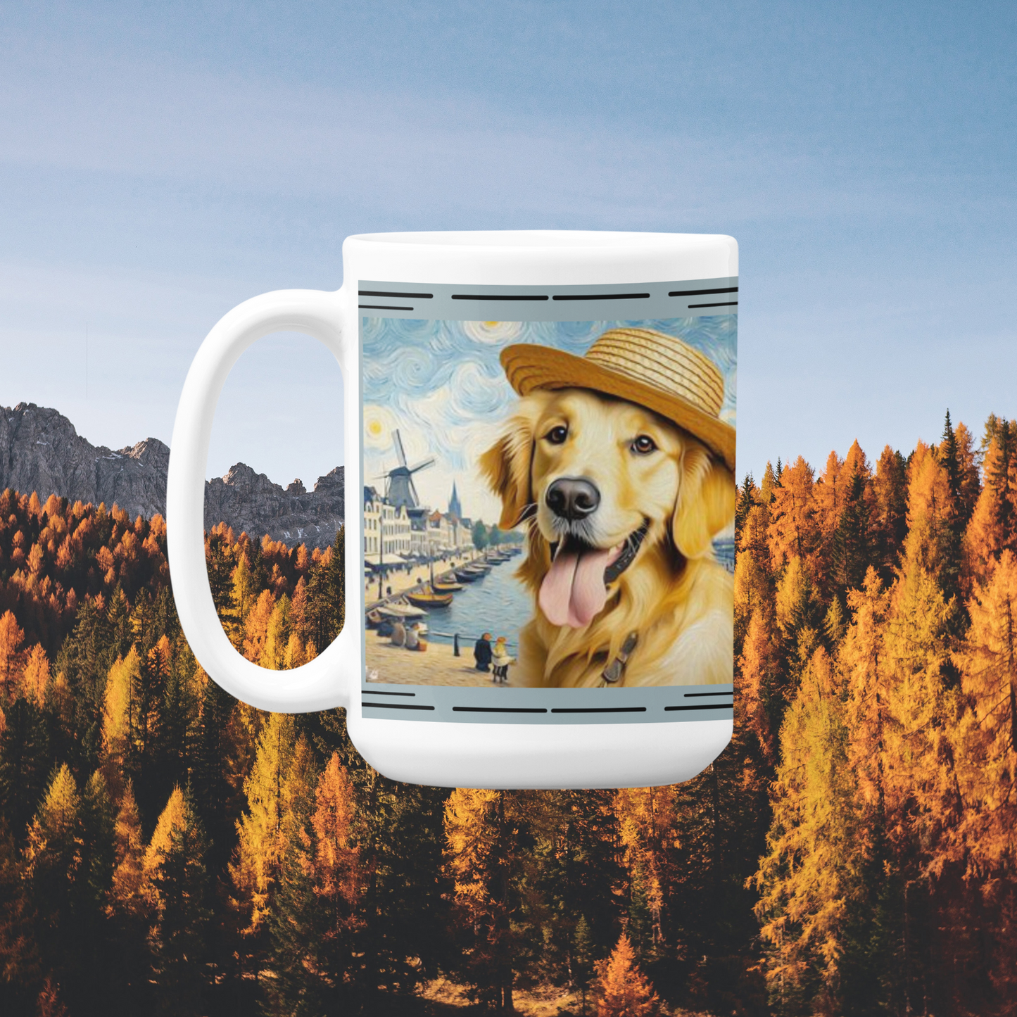 Golden Retriever Van Gogh Ceramic Mug 11oz
