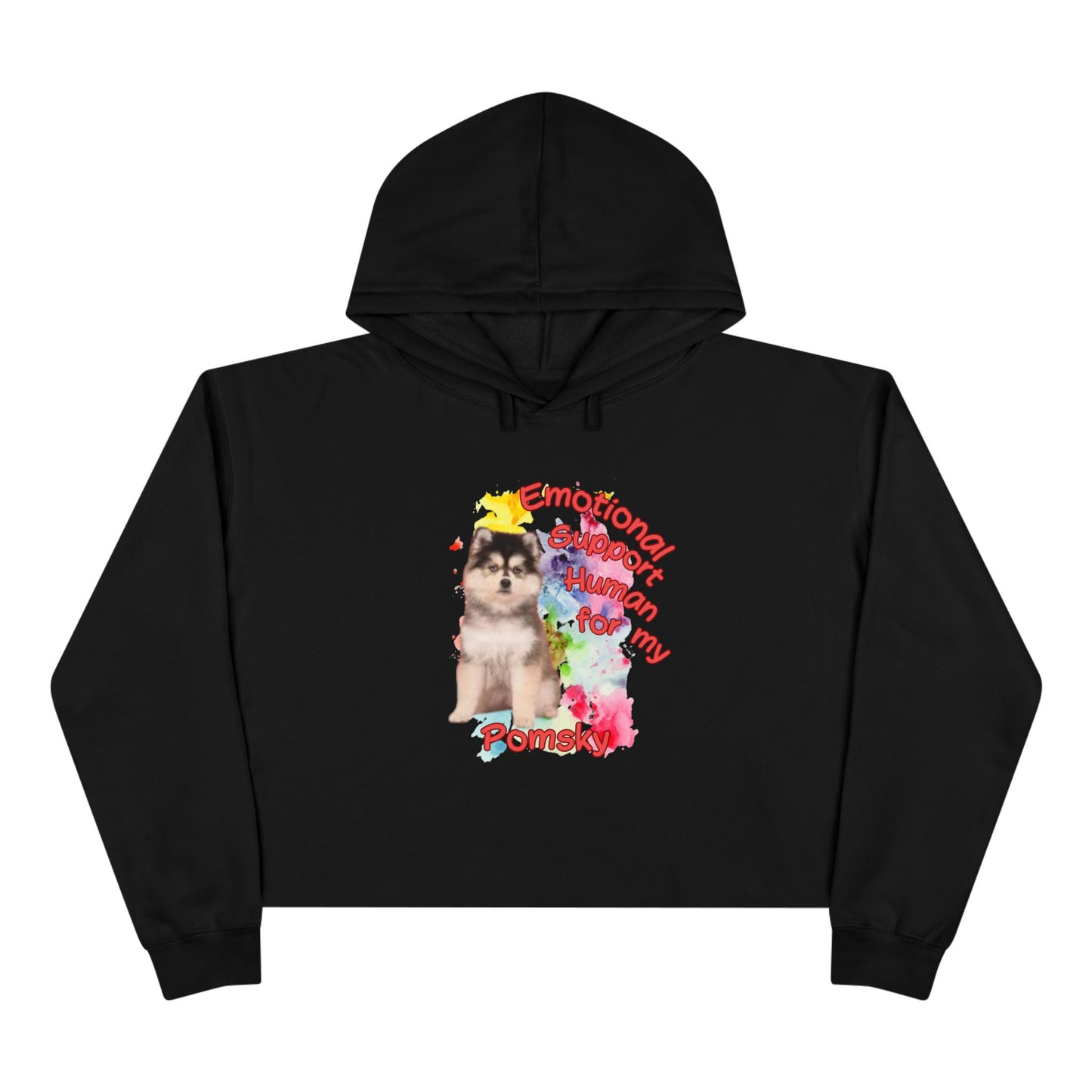Emotional Support Human for my Pomsky Crop Hoodie - Cute Dog Lover Apparel
