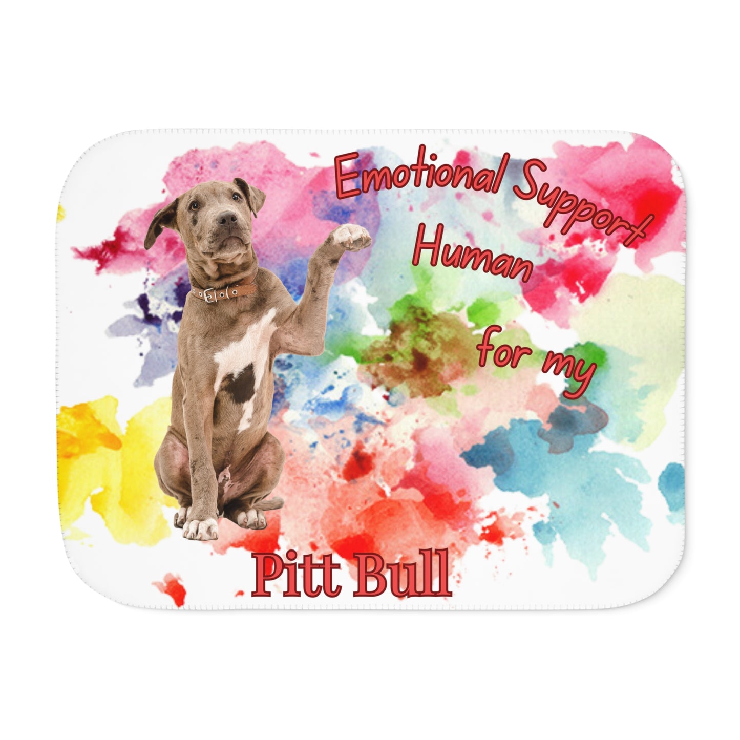 Emotional Support Pit Bull Sherpa Blanket - Cozy Animal Lover Gift