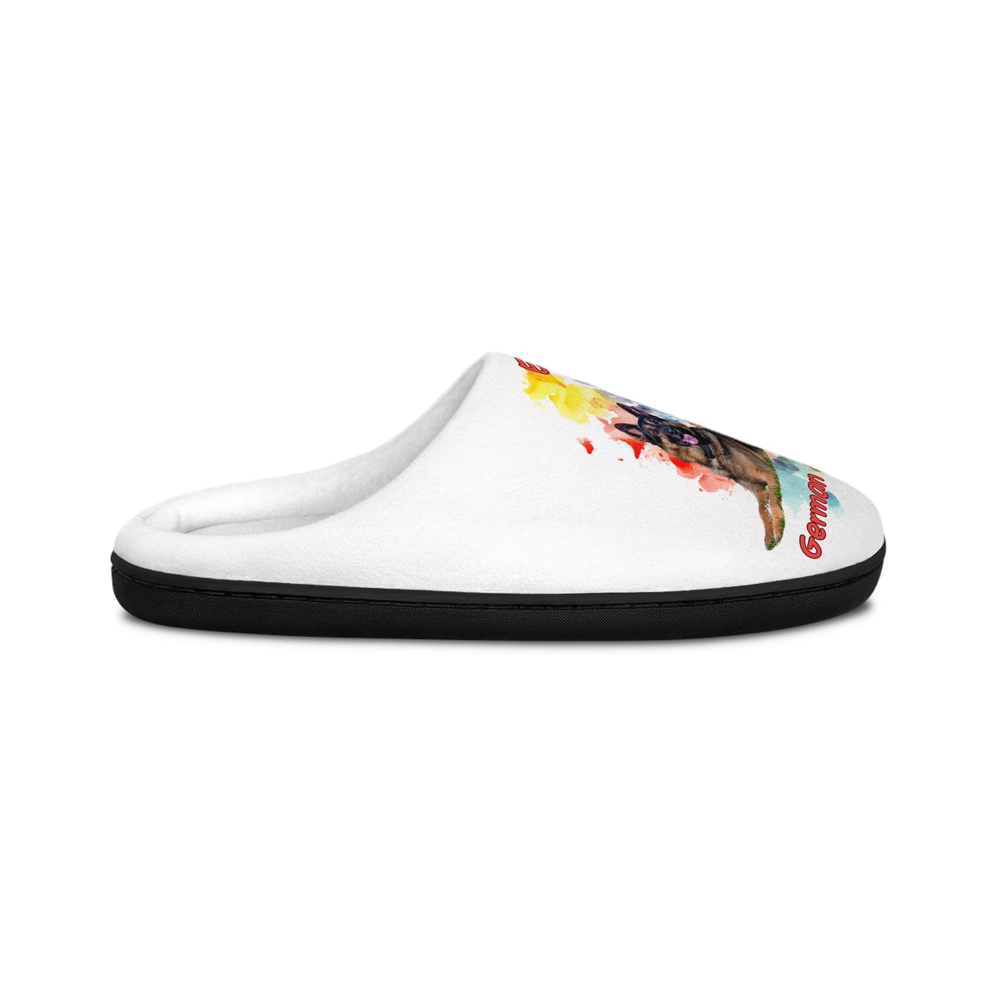 Emotional Support Human Women's Indoor Slippers - German Shepherd Design