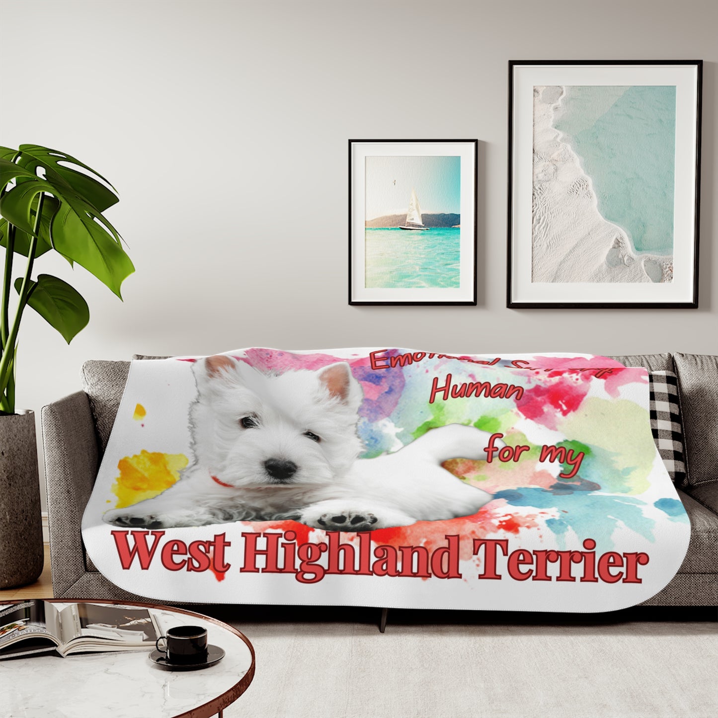 Emotional Support Human Sherpa Blanket – West Highland Terrier Design