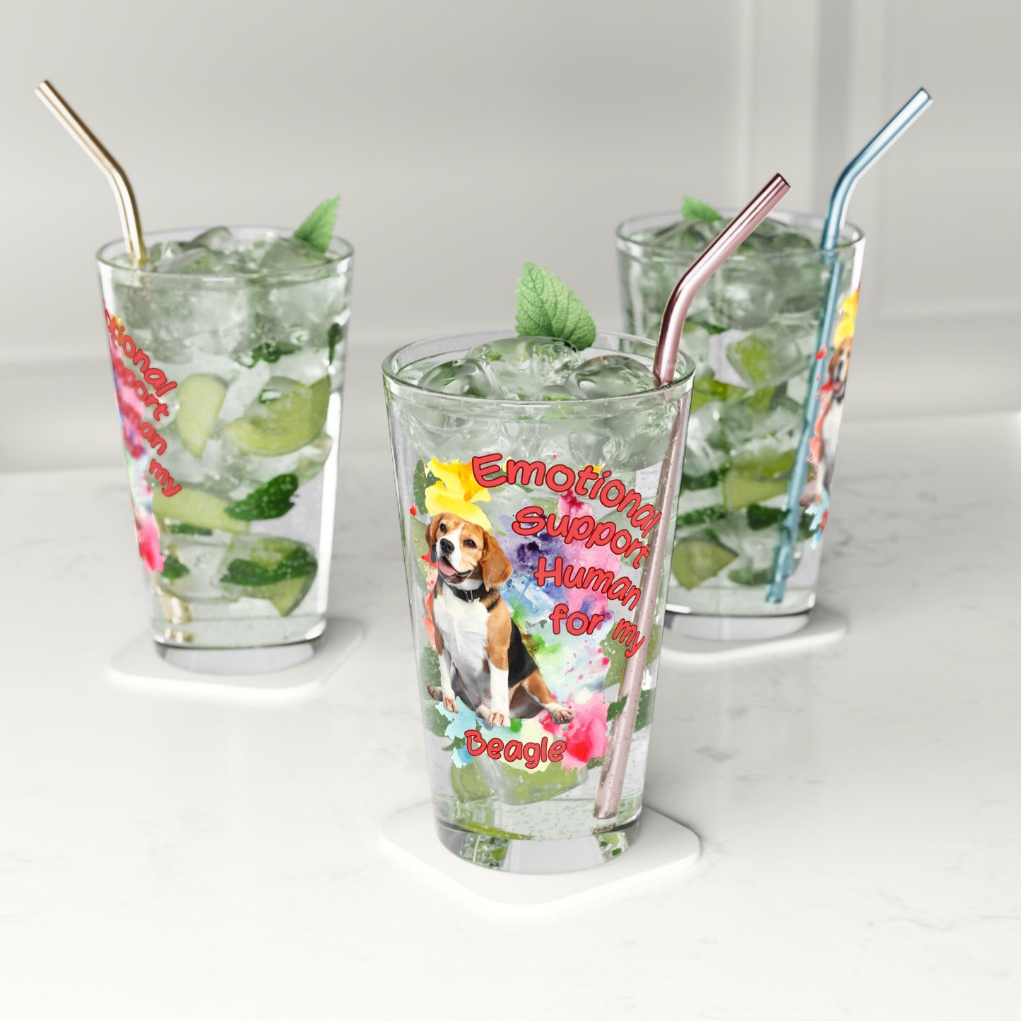 Emotional Support Human for my Beagle Pint Glass Clear