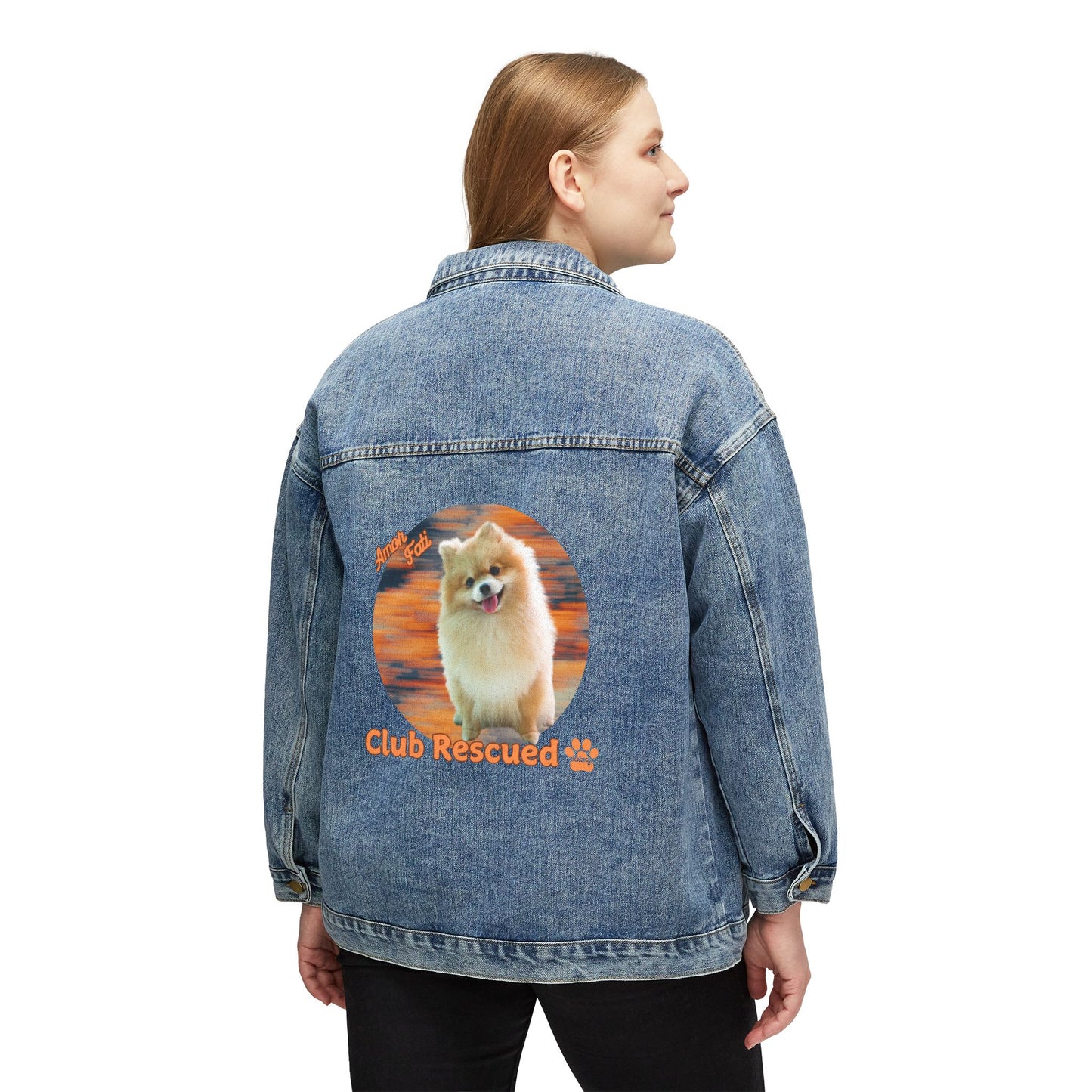Pomeranian Club Rescued Women's Denim Jacket "Amor Fati"