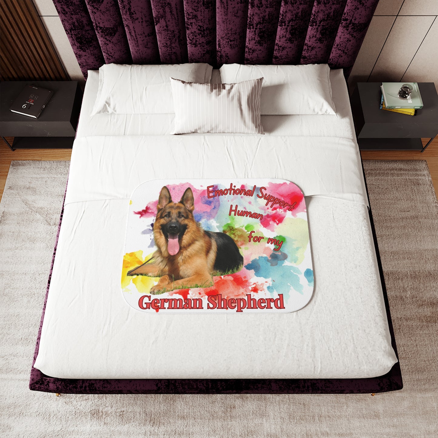Emotional Support Human Sherpa Blanket - German Shepherd design