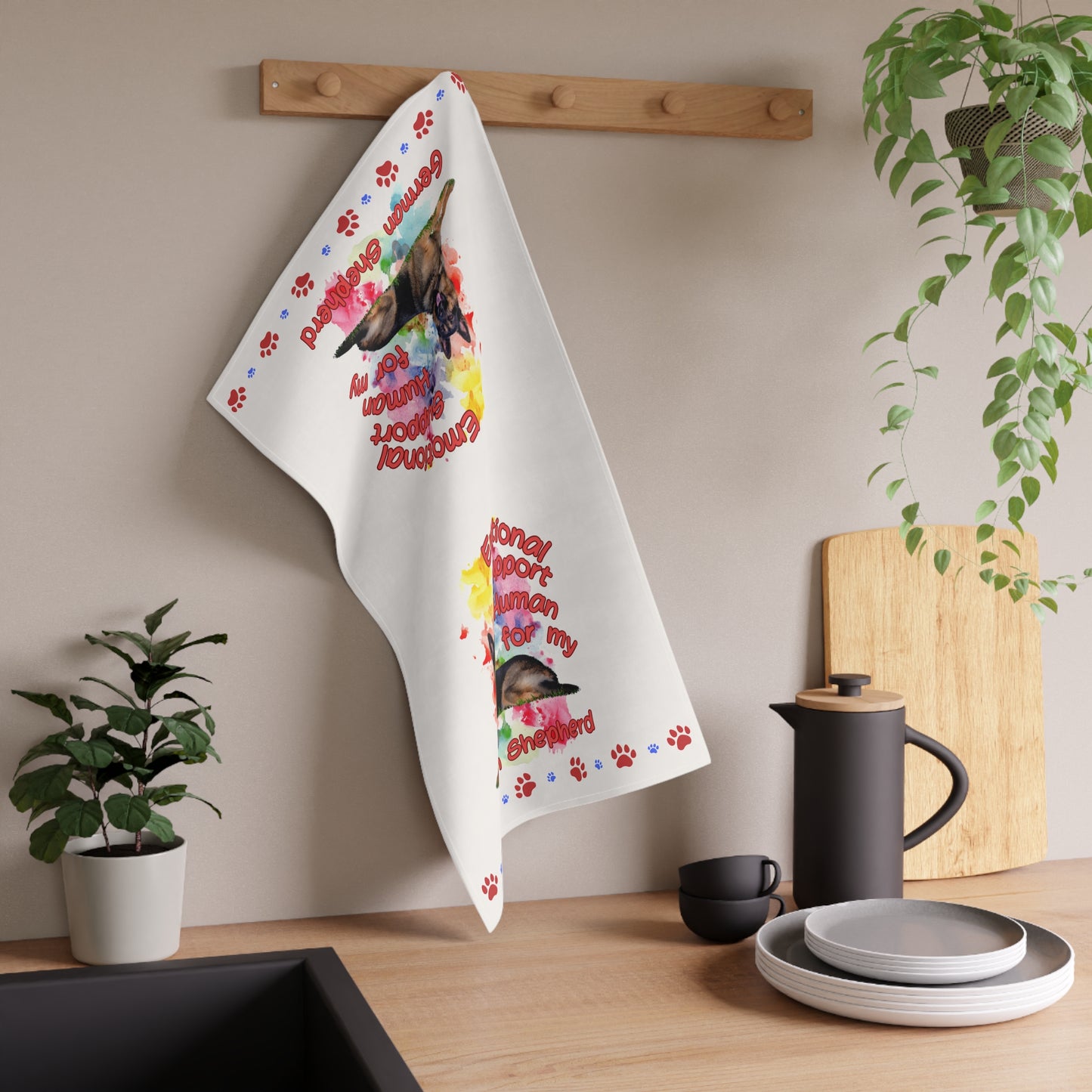 Emotional Support Human for my German Shepherd Tea Towels for Dog Lovers