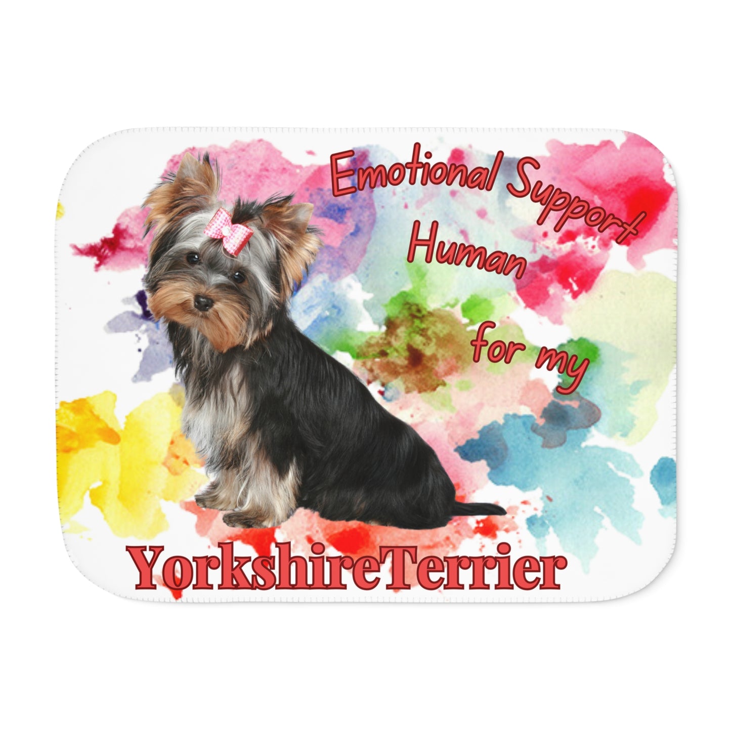 Emotional Support Sherpa Blanket Yorkshire Terrier Design