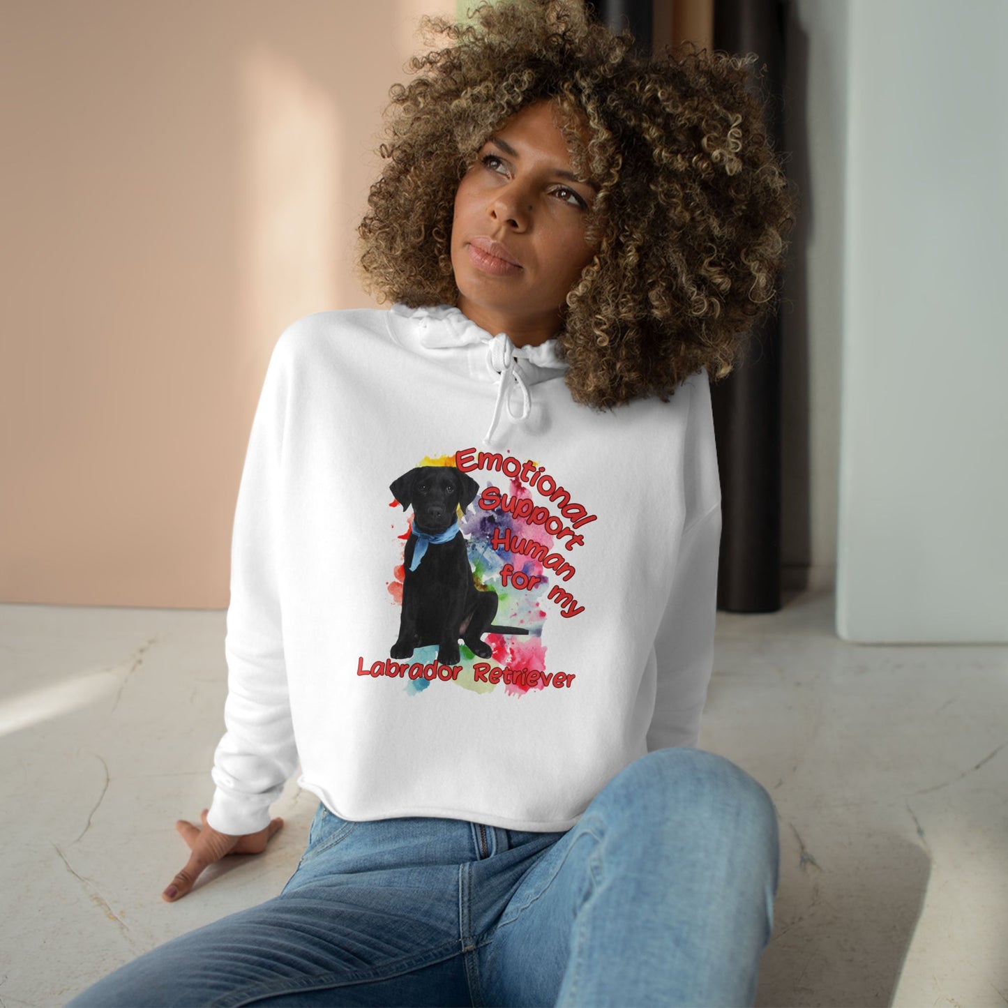 Emotional Support Human for my Labrador Retriever Crop Hoodie - Perfect Gift for Dog Lovers