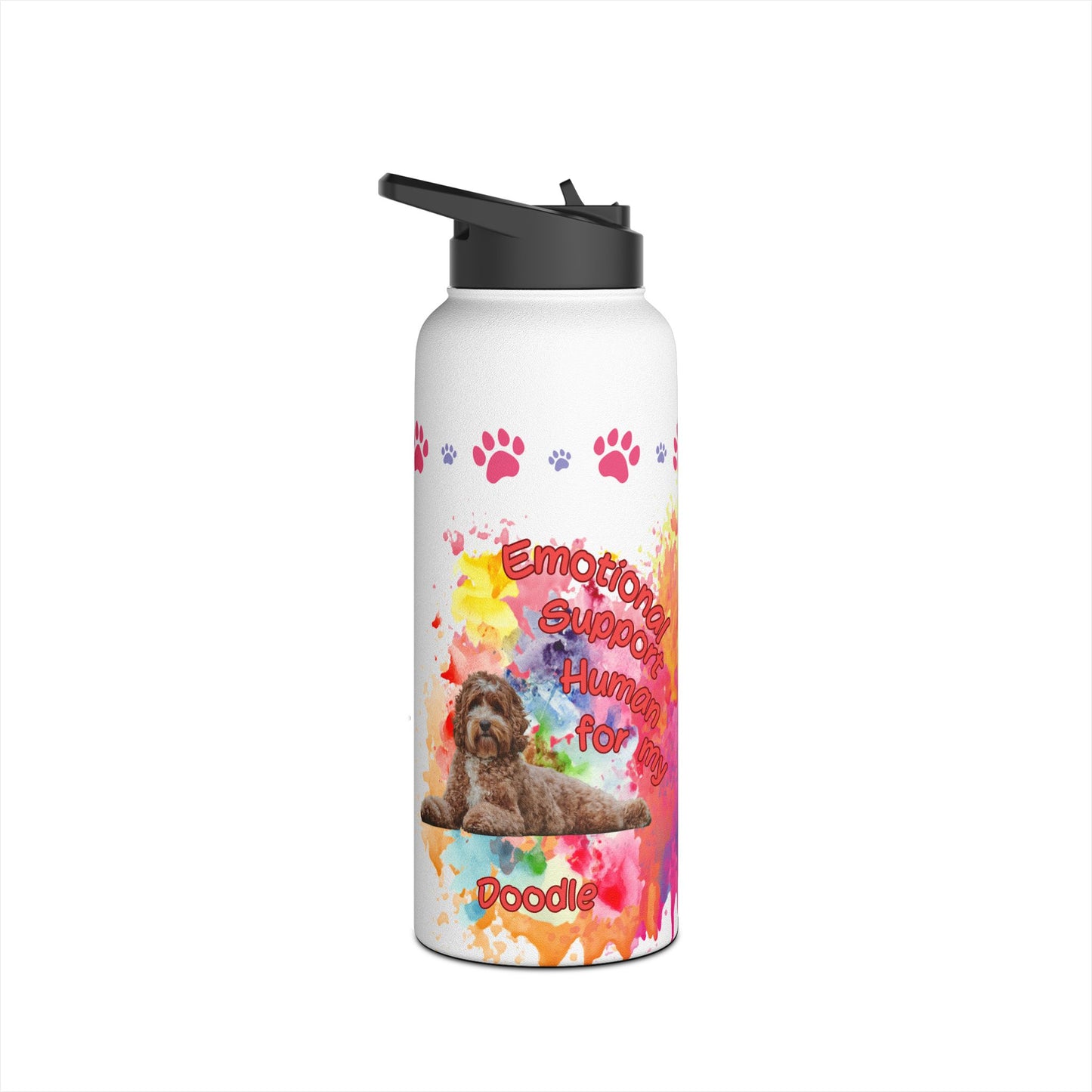 Emotional Support Human for my Doodle Dog Sports Water Bottle