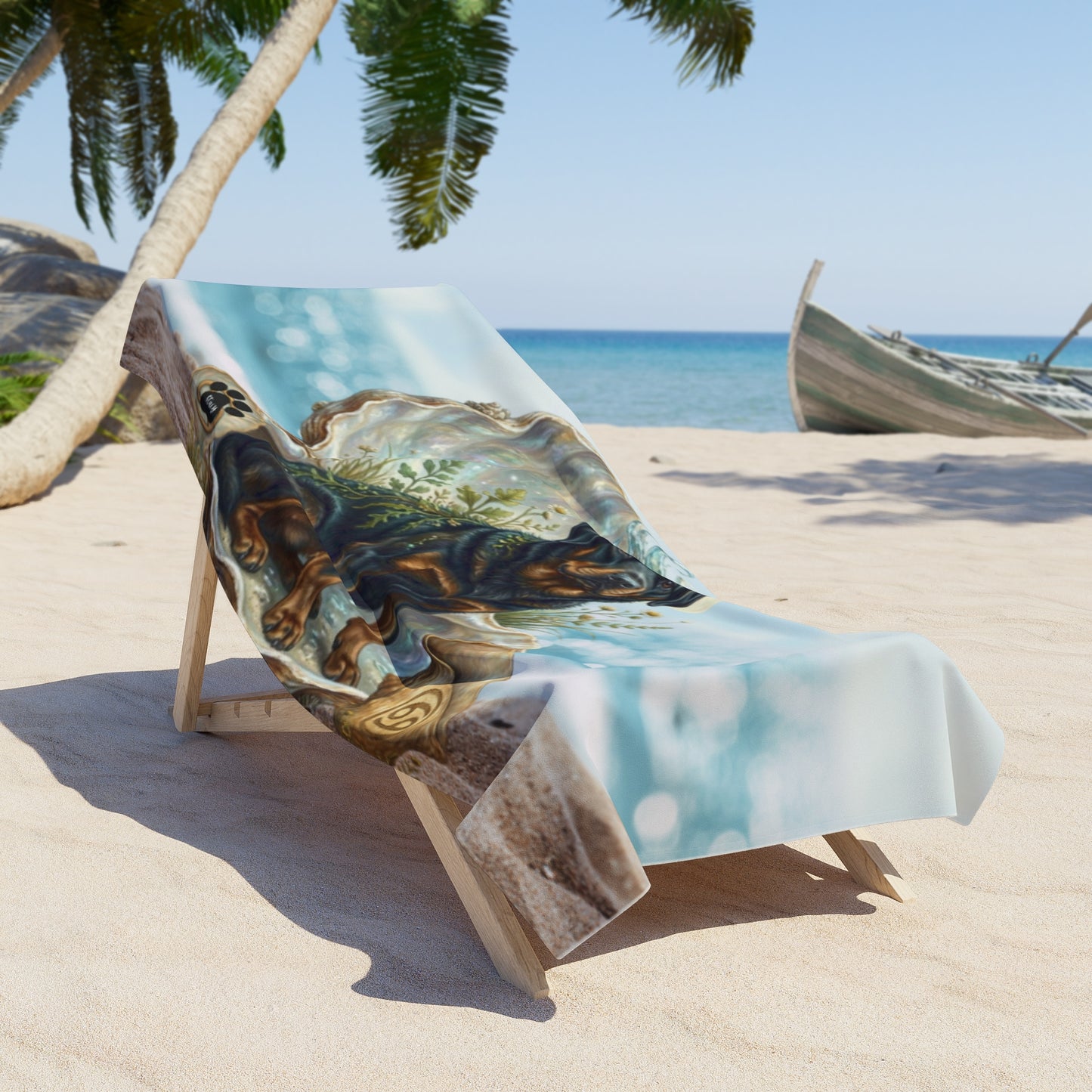Luxury Cancer Zodiac Rottweiler Beach Towel - Premium Ocean Water Element Astrology Towel