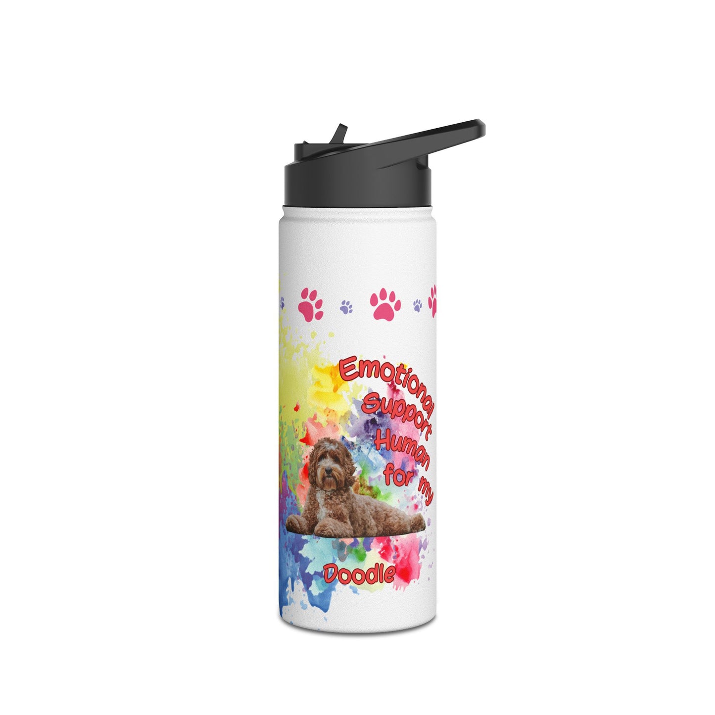 Emotional Support Human for my Doodle Dog Sports Water Bottle