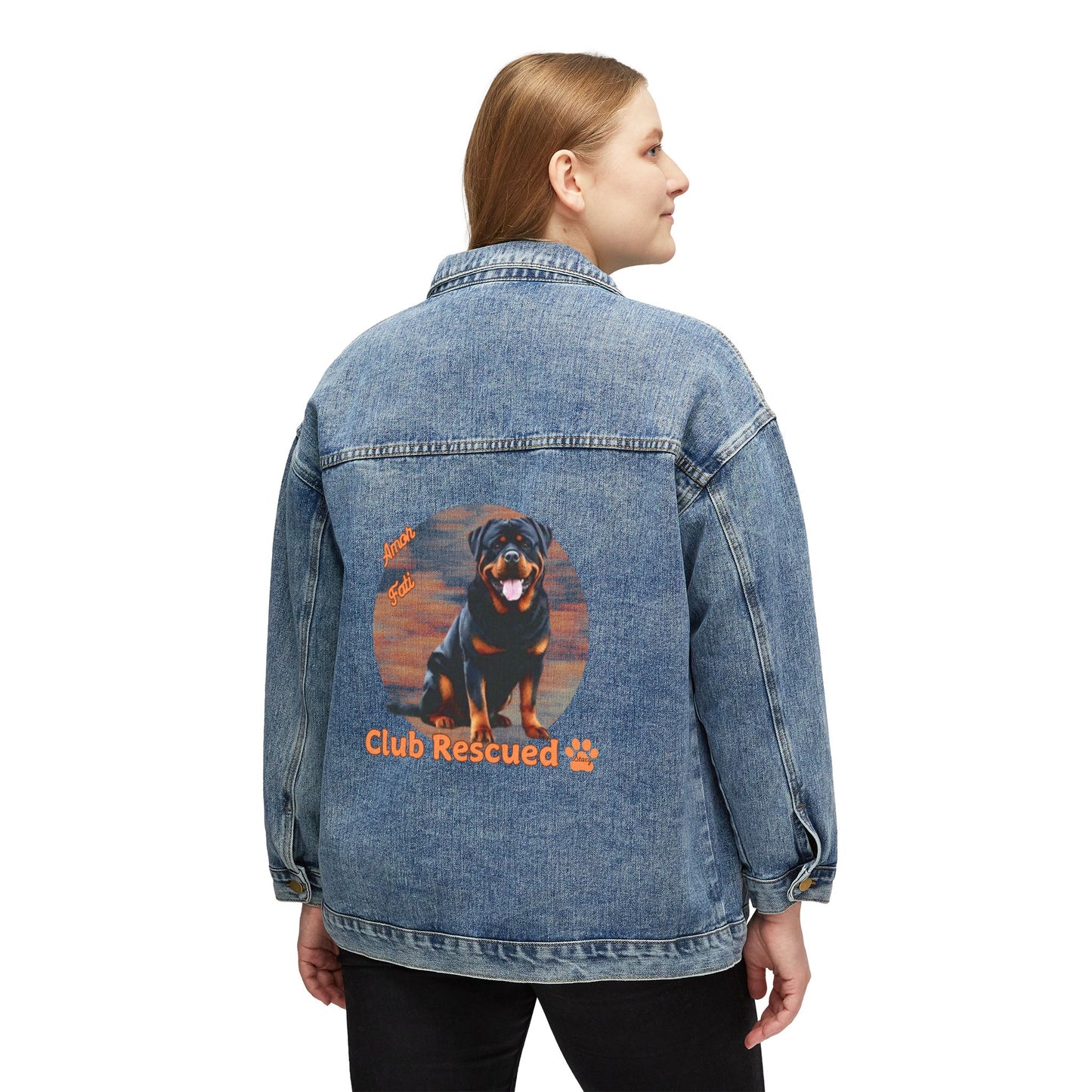 Rottweiler Club Rescued Women's Denim Jacket Amor Fati