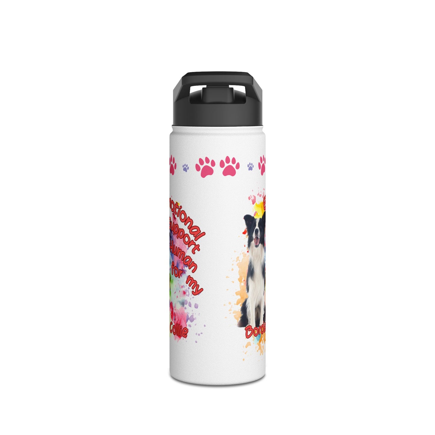 Emotional Support Human form my border Collie Sports Water bottle