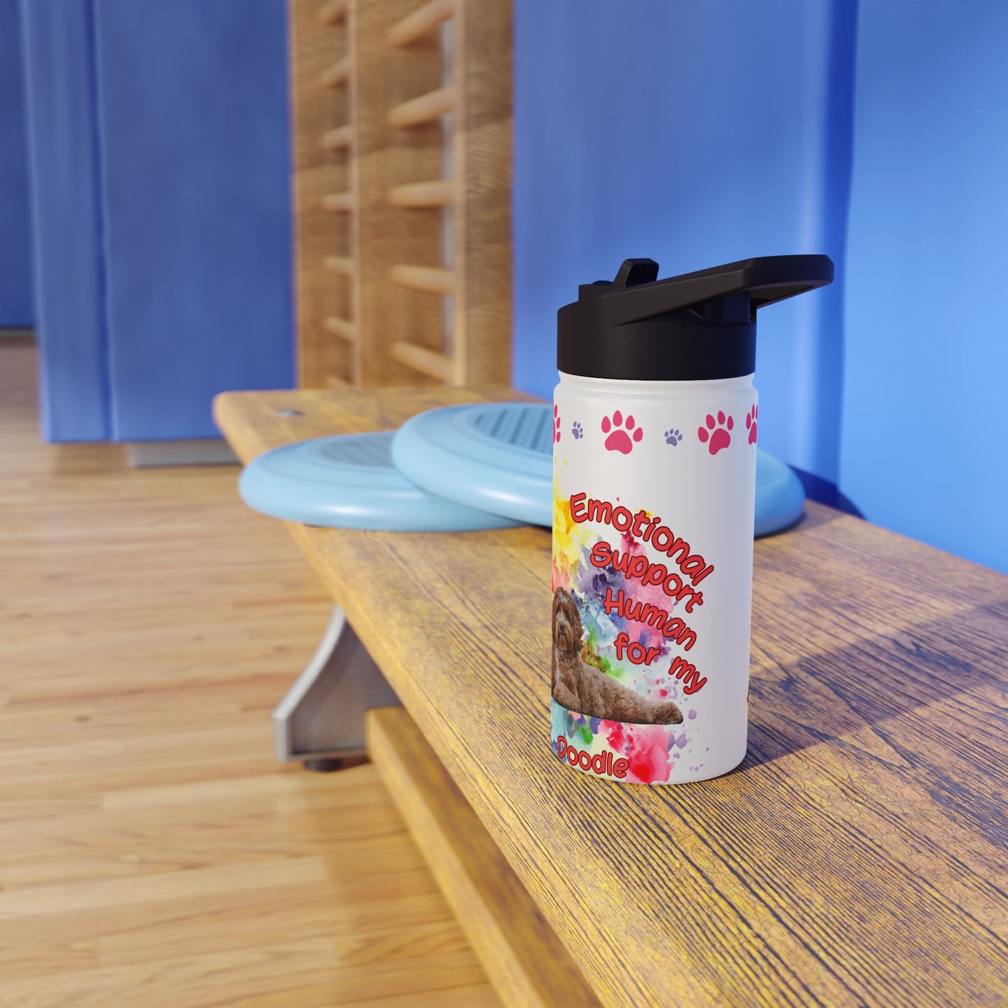Emotional Support Human for my Doodle Dog Sports Water Bottle