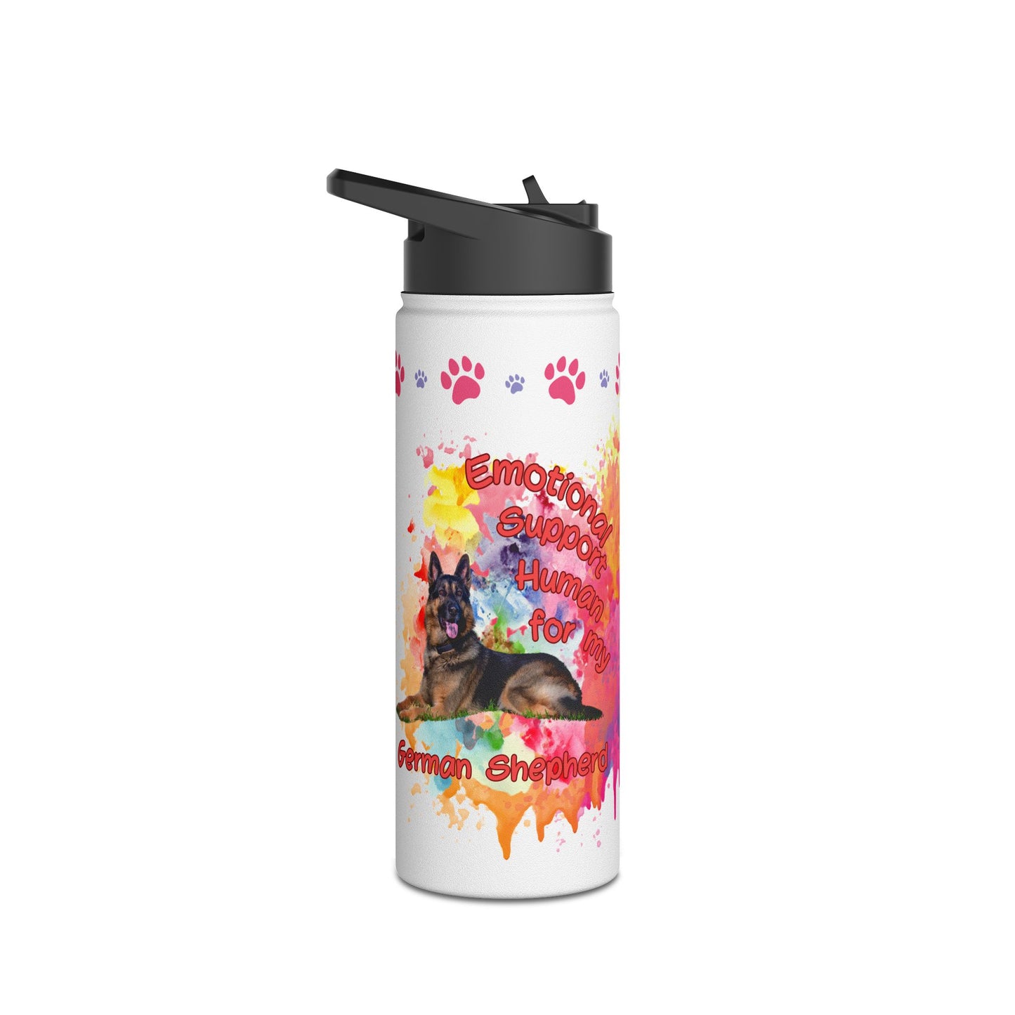 Emotional Support Human for my German Shepherd Sports Water bottle