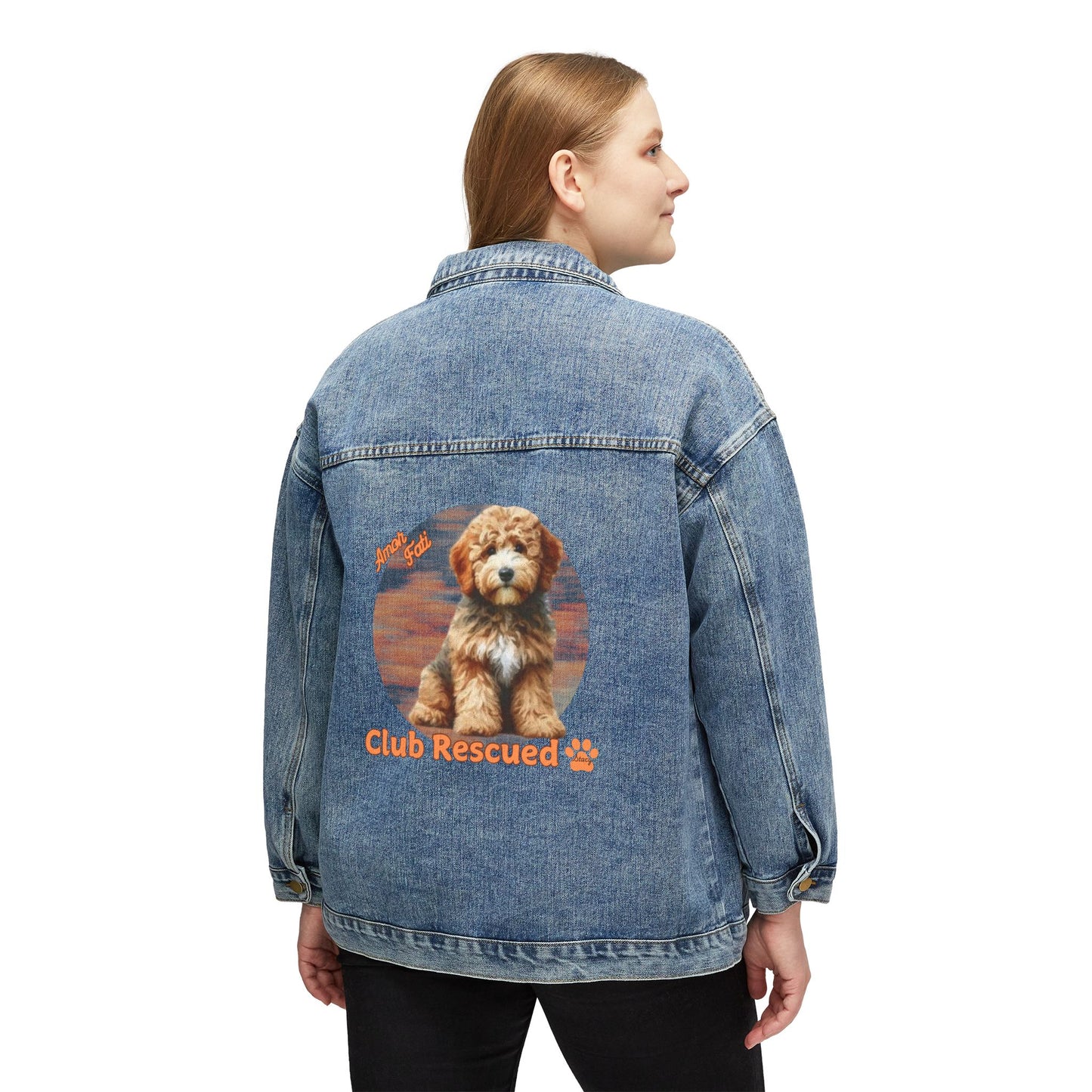Doodle Dog Club Rescued Women's Denim Jacket Amor Fati