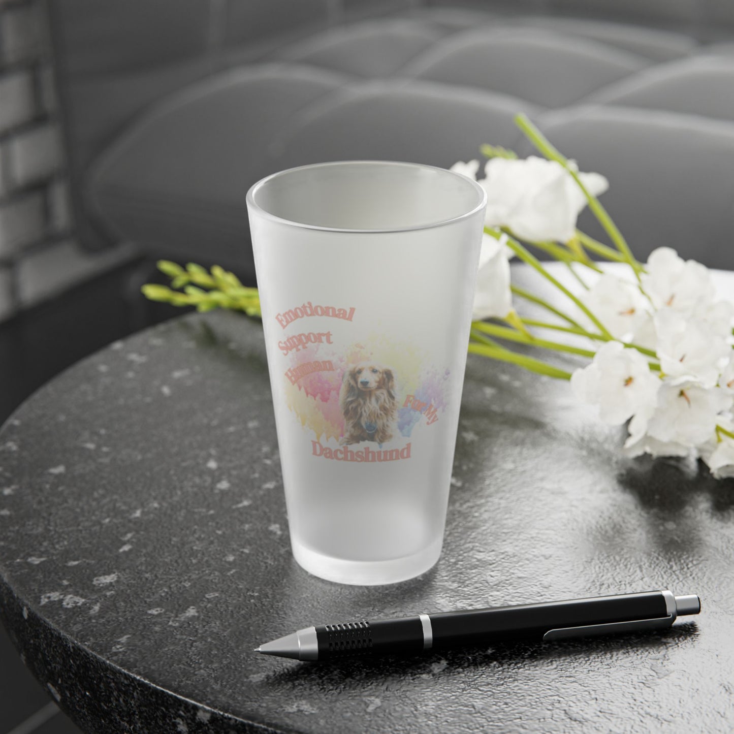 Emotional Support Human for my Dachshund frosted pint glass