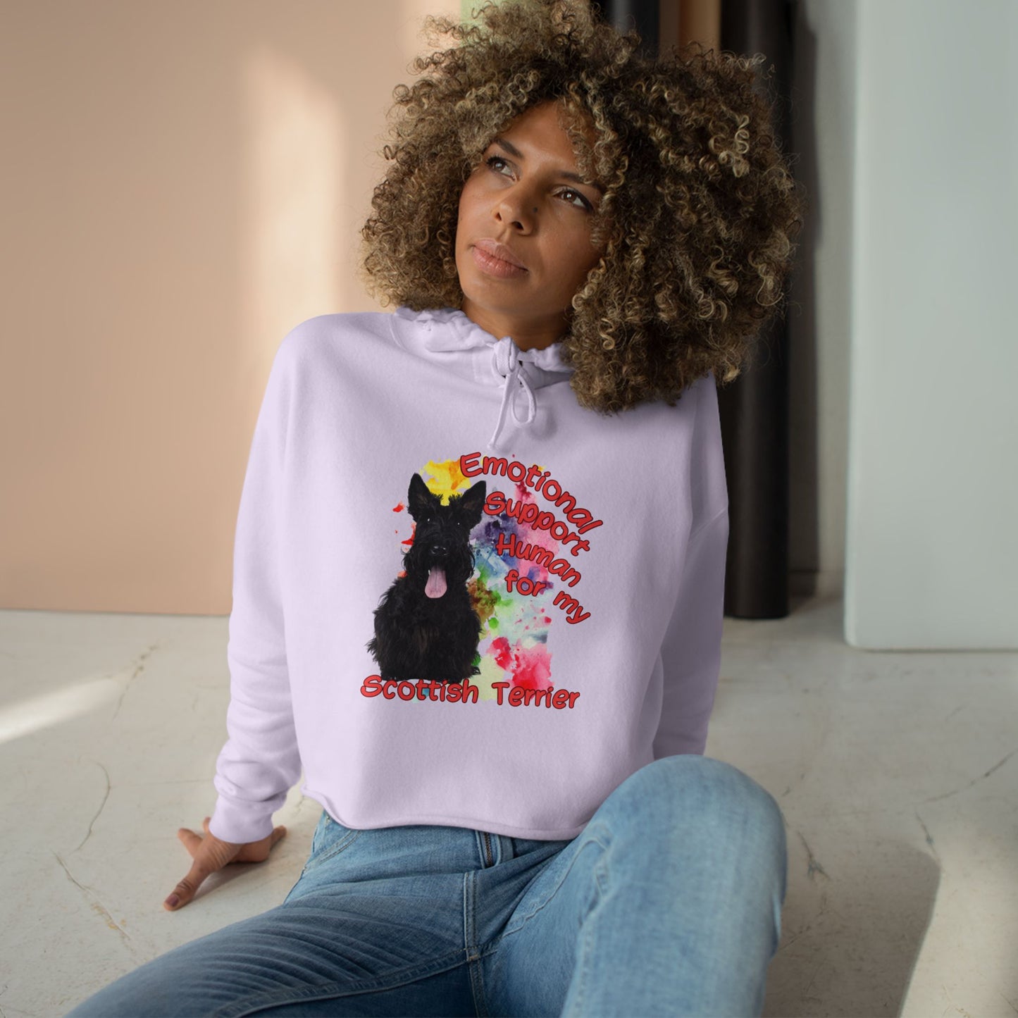Emotional Support Human for my Scottish Terrier Crop Hoodie - Cute Pet Lover Gift