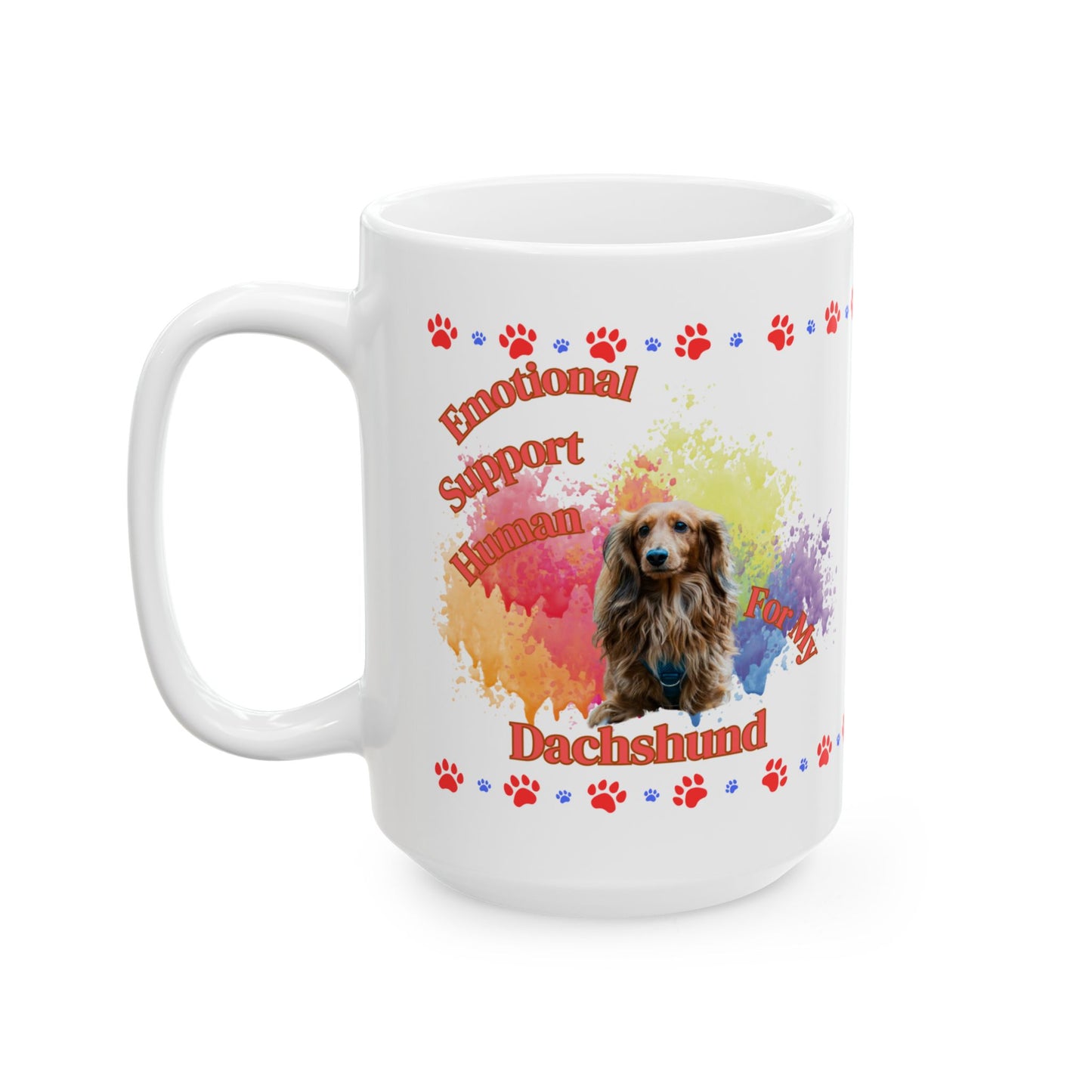 Emotional Support Dachshund Mug, Cute Dog Gift, Pet Lover Coffee Cup, Puppy Lover, Dog Mom Coffee Mug