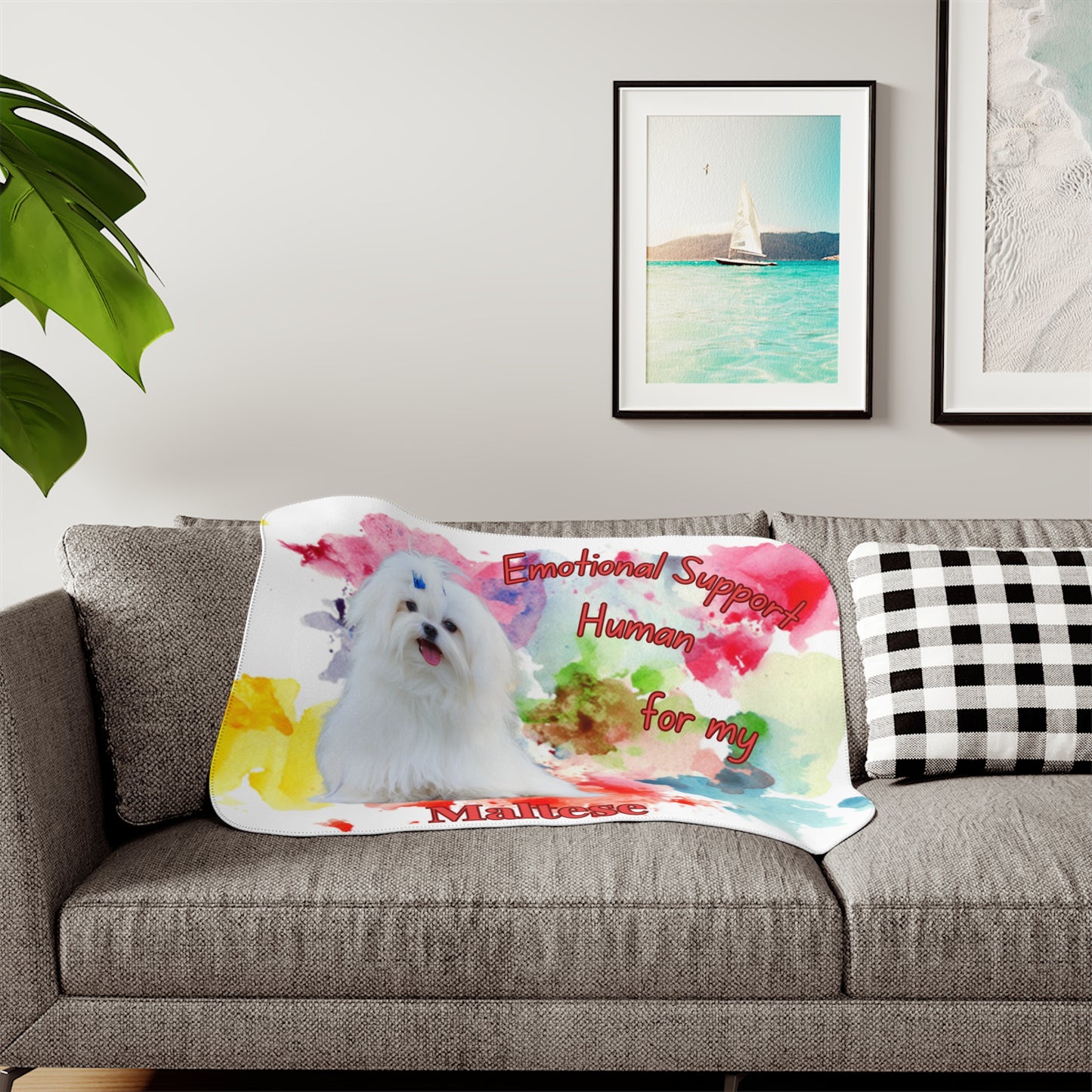 Emotional Support Human Sherpa Blanket for Maltese - Cozy Pet Gift