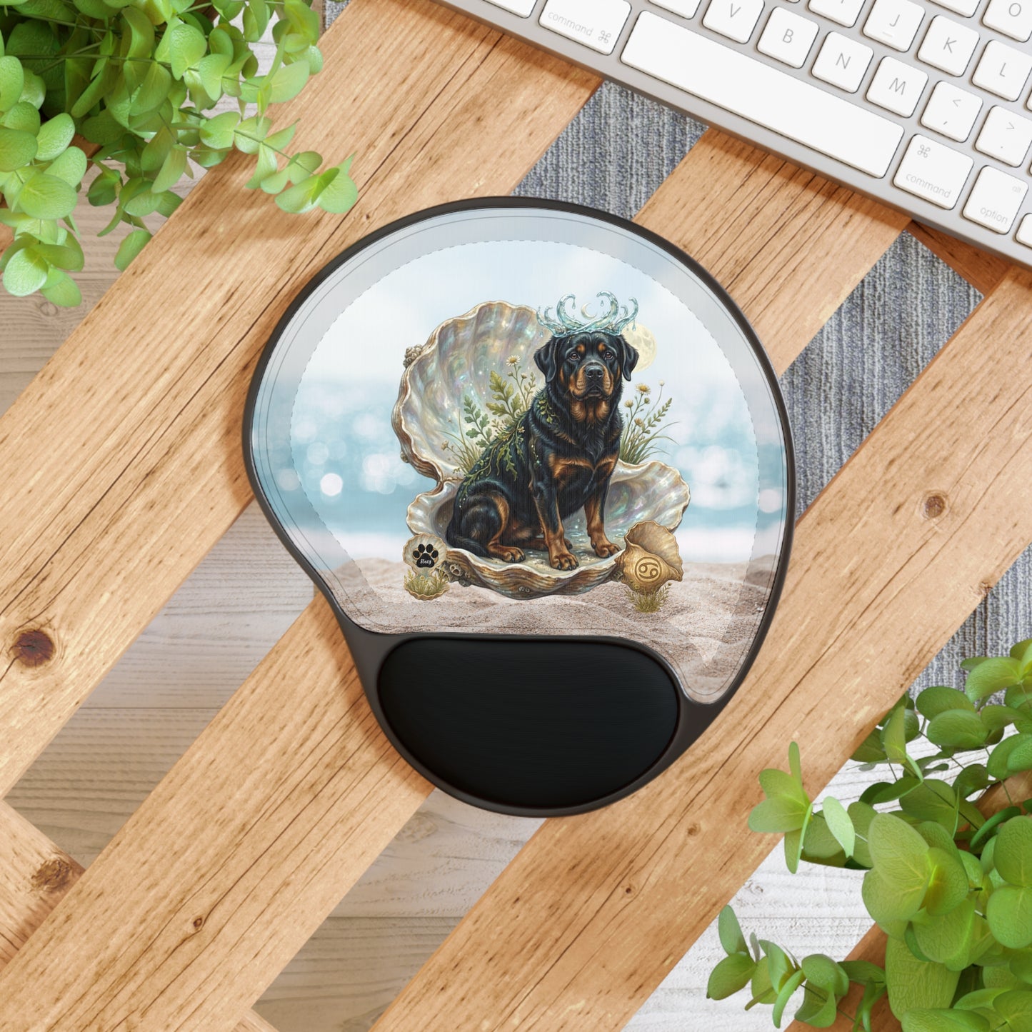 Luxury Cancer Zodiac Rottweiler Mouse Pad - Premium Water Element Office Desk Decor