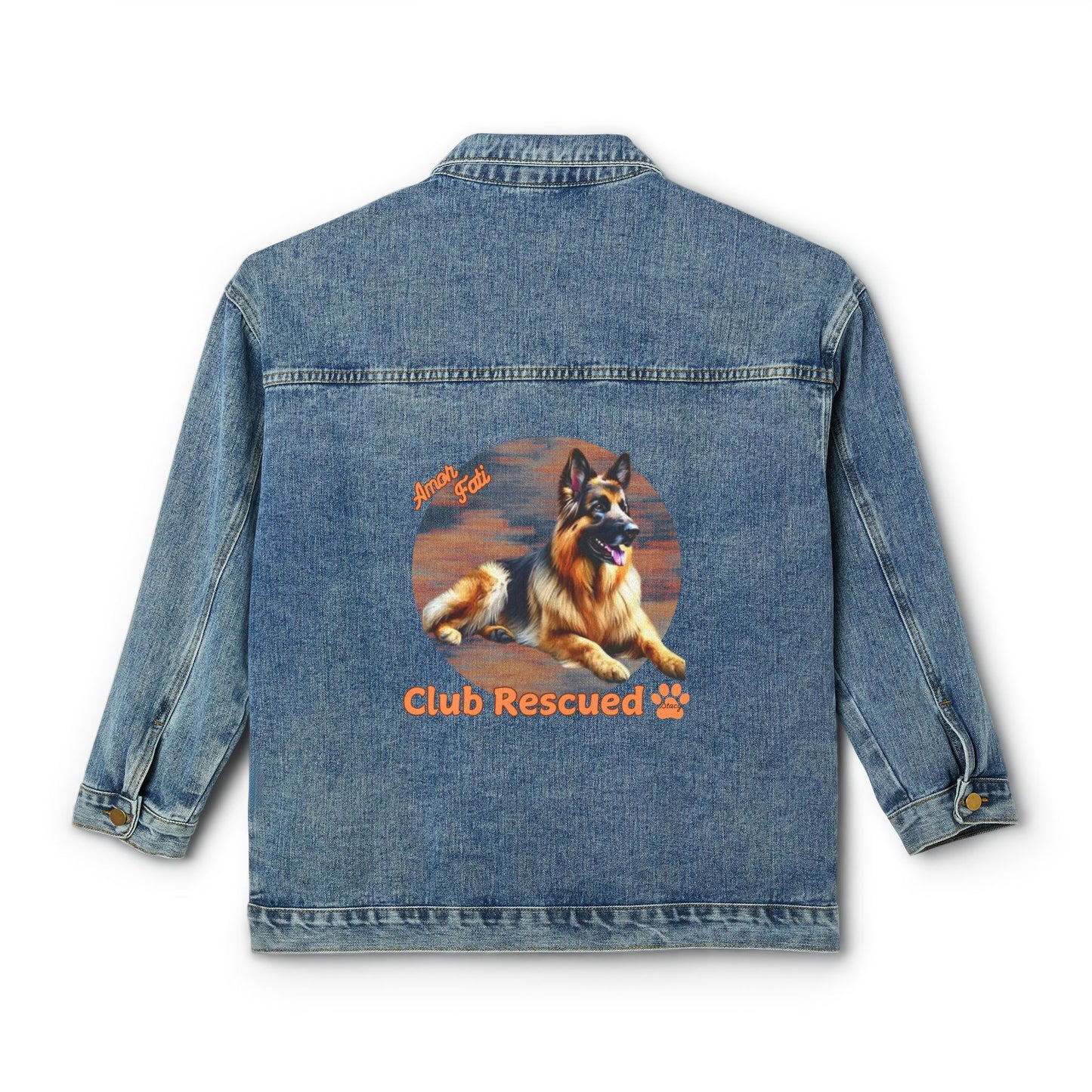German Shepherd Club Rescued Women's Denim Jacket Amor Fati
