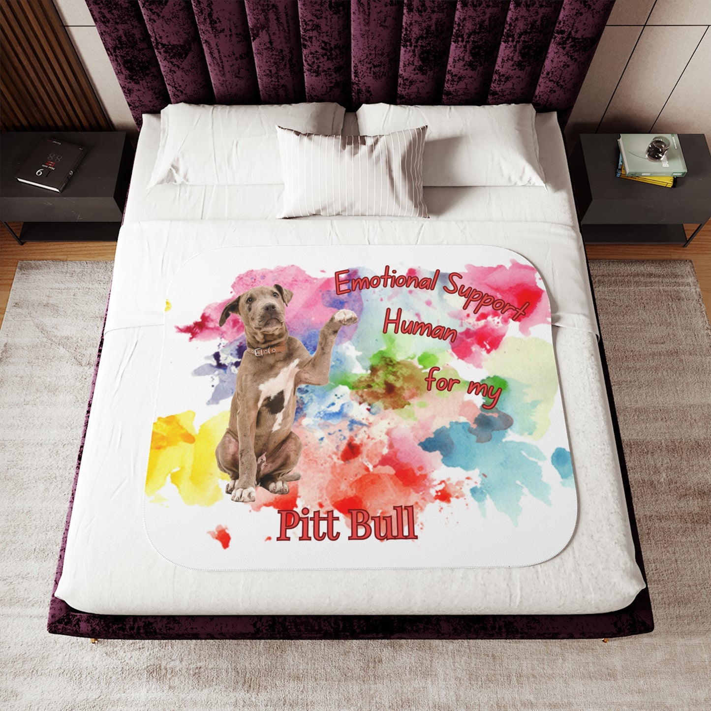 Emotional Support Pit Bull Sherpa Blanket - Cozy Animal Lover Gift