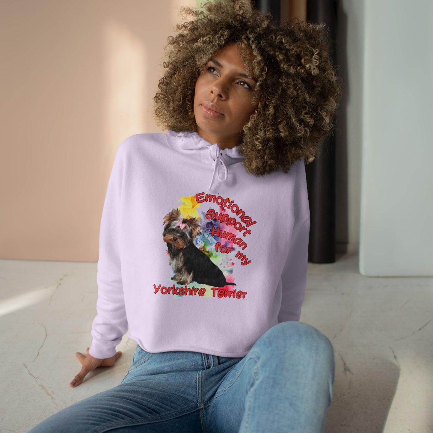 Emotional Support Human for my Yorkie Crop Hoodie for Yorkshire Terrier Lovers