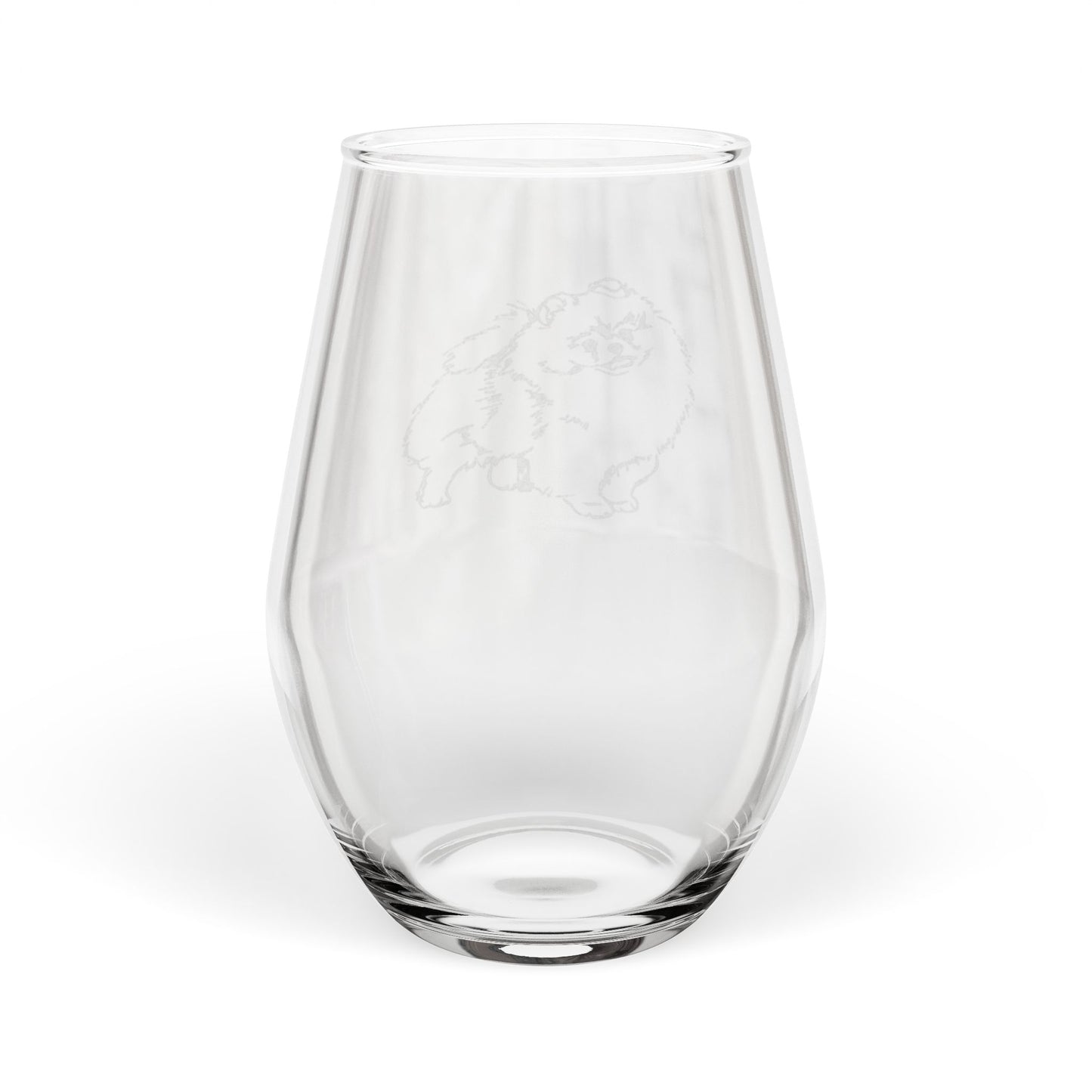 Pomeranian Sketch and Serve Engraved Stemless Wineglass