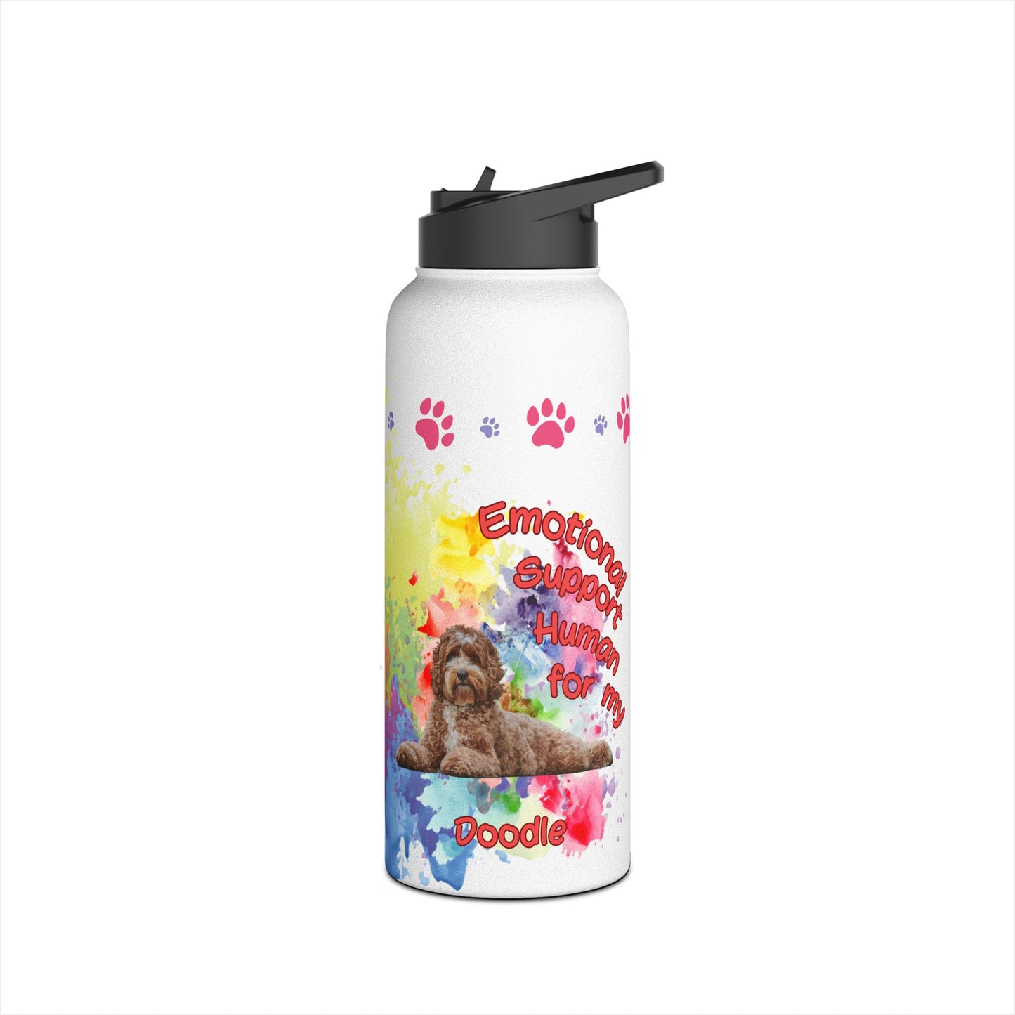 Emotional Support Human for my Doodle Dog Sports Water Bottle