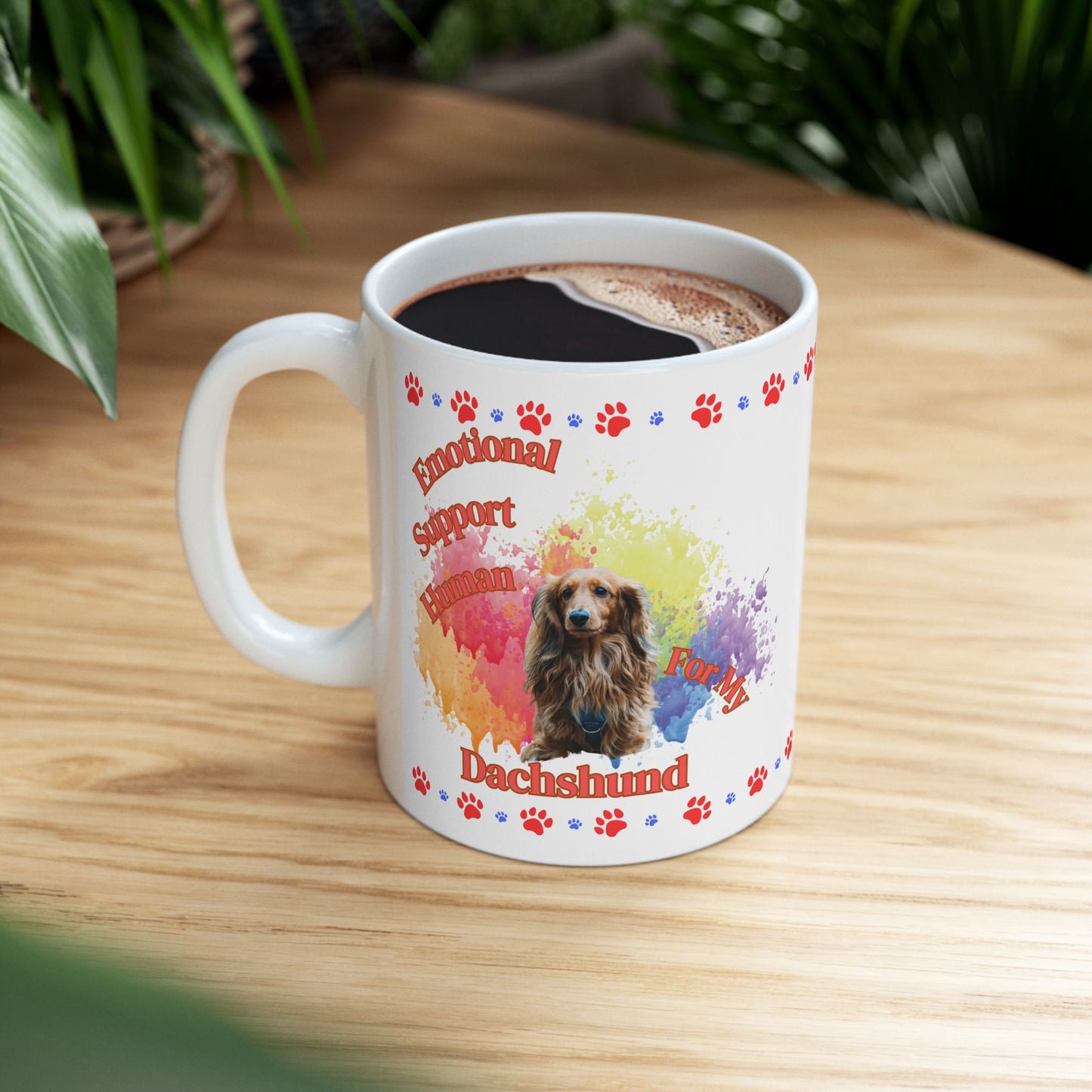 Emotional Support Dachshund Mug, Cute Dog Gift, Pet Lover Coffee Cup, Puppy Lover, Dog Mom Coffee Mug