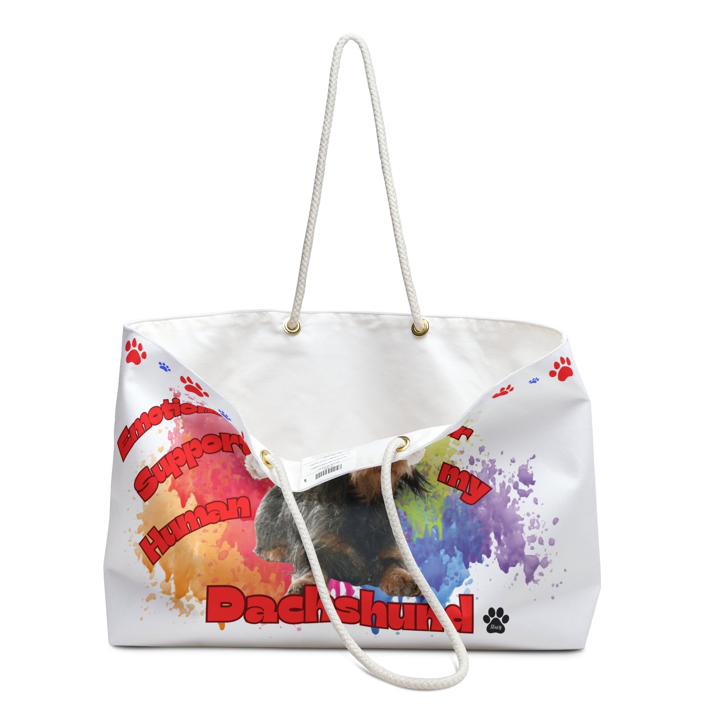 Emotional Support Human for my Dachshund, Wire Haired. Weekender bag