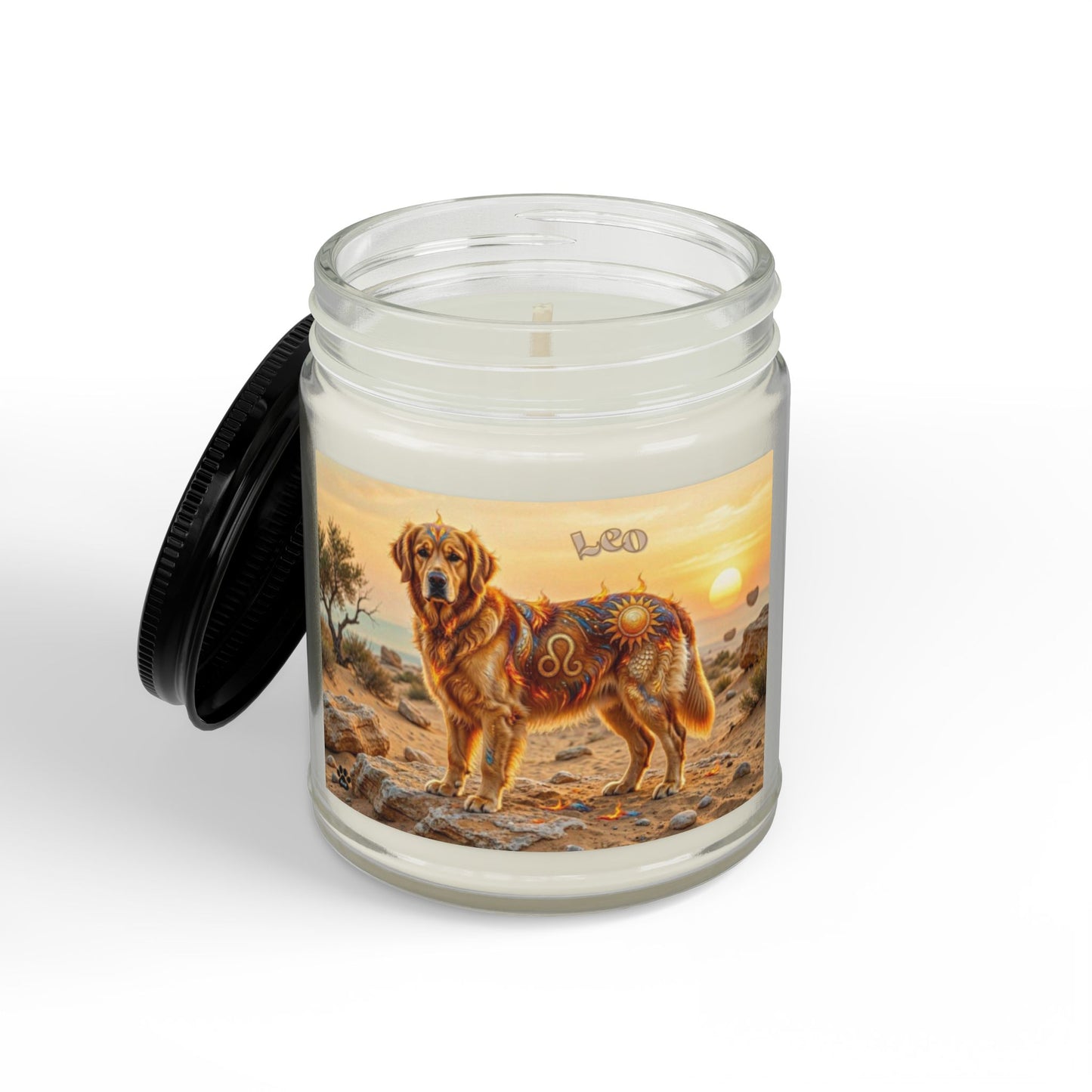 Golden Retriever Scented Soy Candle β Amber Jar with Black Lid (4oz & 9oz)