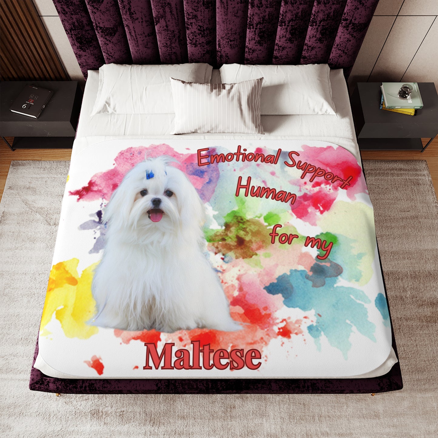 Emotional Support Human Sherpa Blanket for Maltese - Cozy Pet Gift