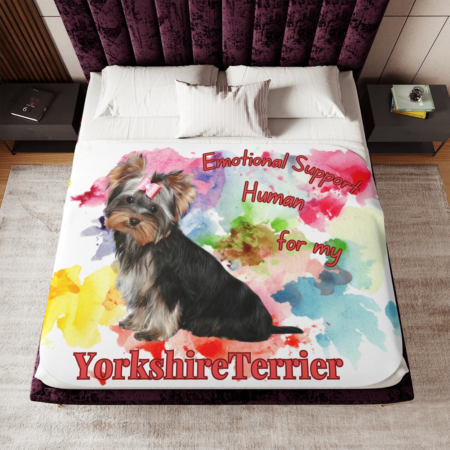 Emotional Support Sherpa Blanket Yorkshire Terrier Design