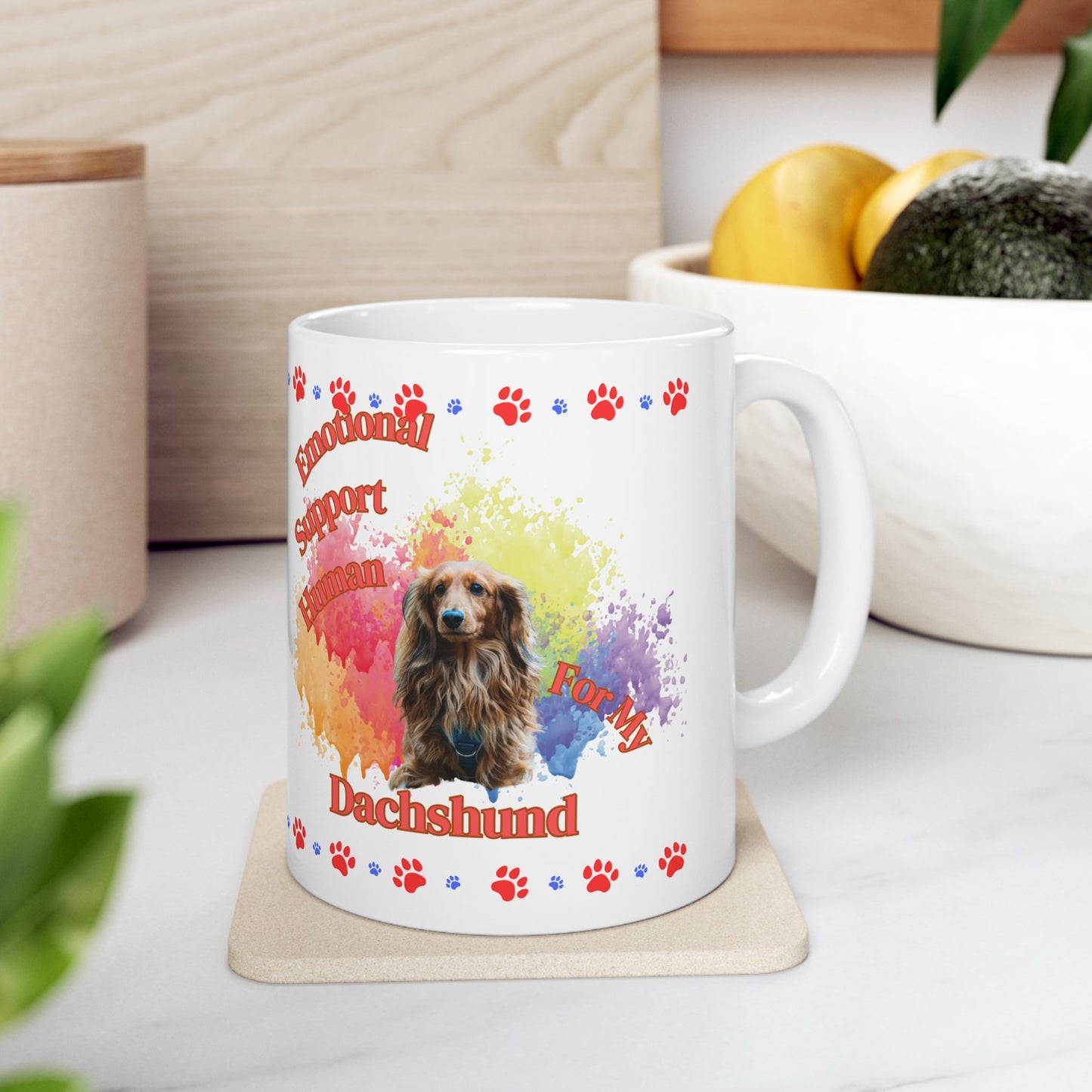 Emotional Support Dachshund Mug, Cute Dog Gift, Pet Lover Coffee Cup, Puppy Lover, Dog Mom Coffee Mug