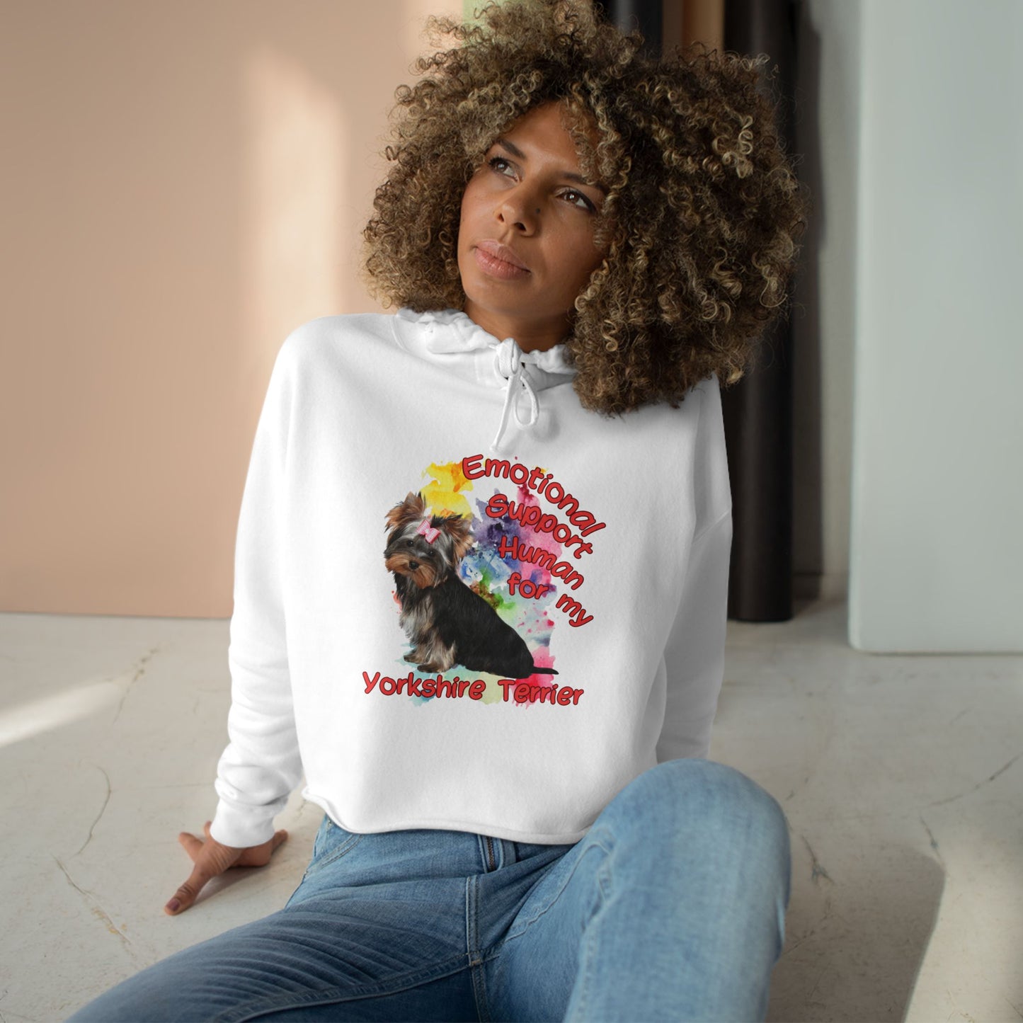 Emotional Support Human for my Yorkie Crop Hoodie for Yorkshire Terrier Lovers