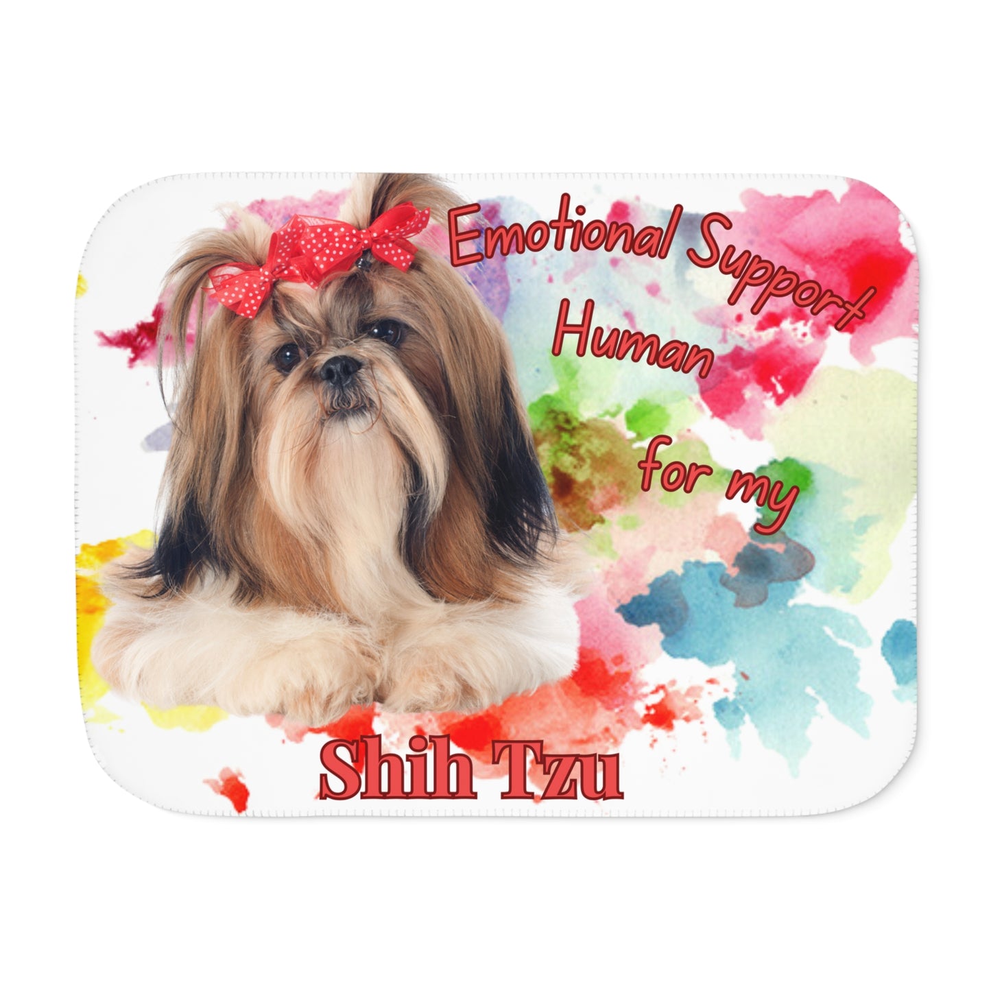 Emotional Support Human Sherpa Blanket for Shih Tzu Lovers - Cozy Two-Color Throw