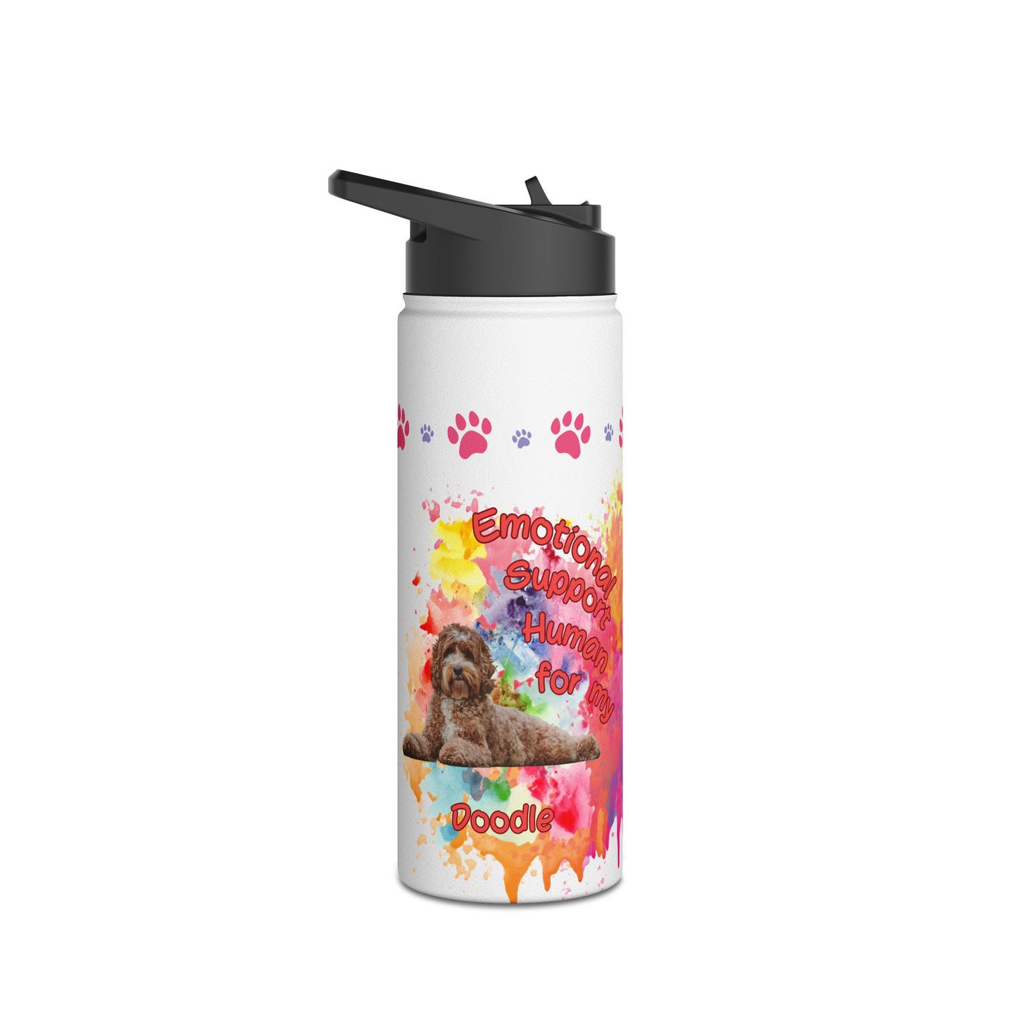 Emotional Support Human for my Doodle Dog Sports Water Bottle